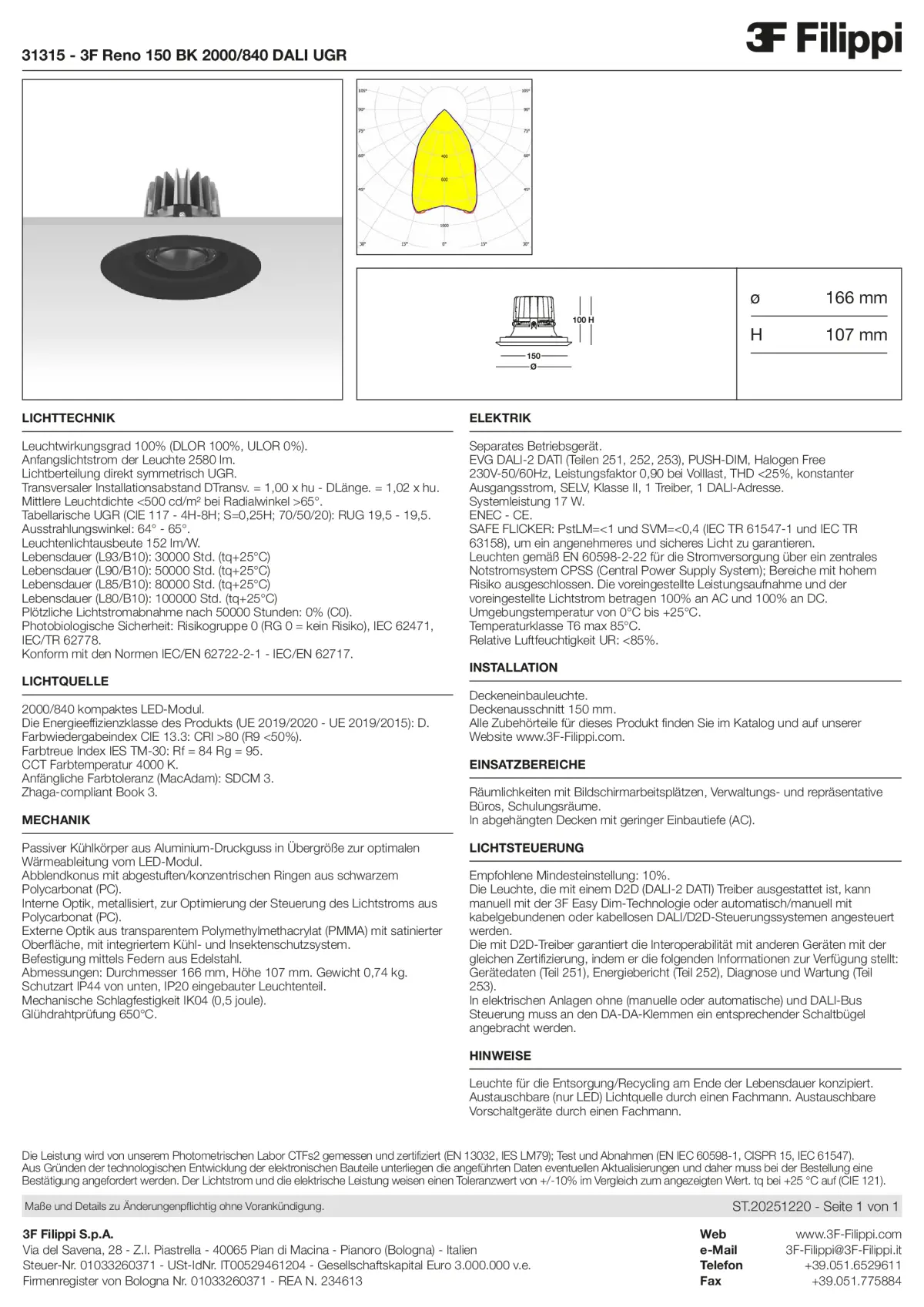 31315 - 3F Reno 150 BK 2000-840 DALI UGR - Datasheet - de