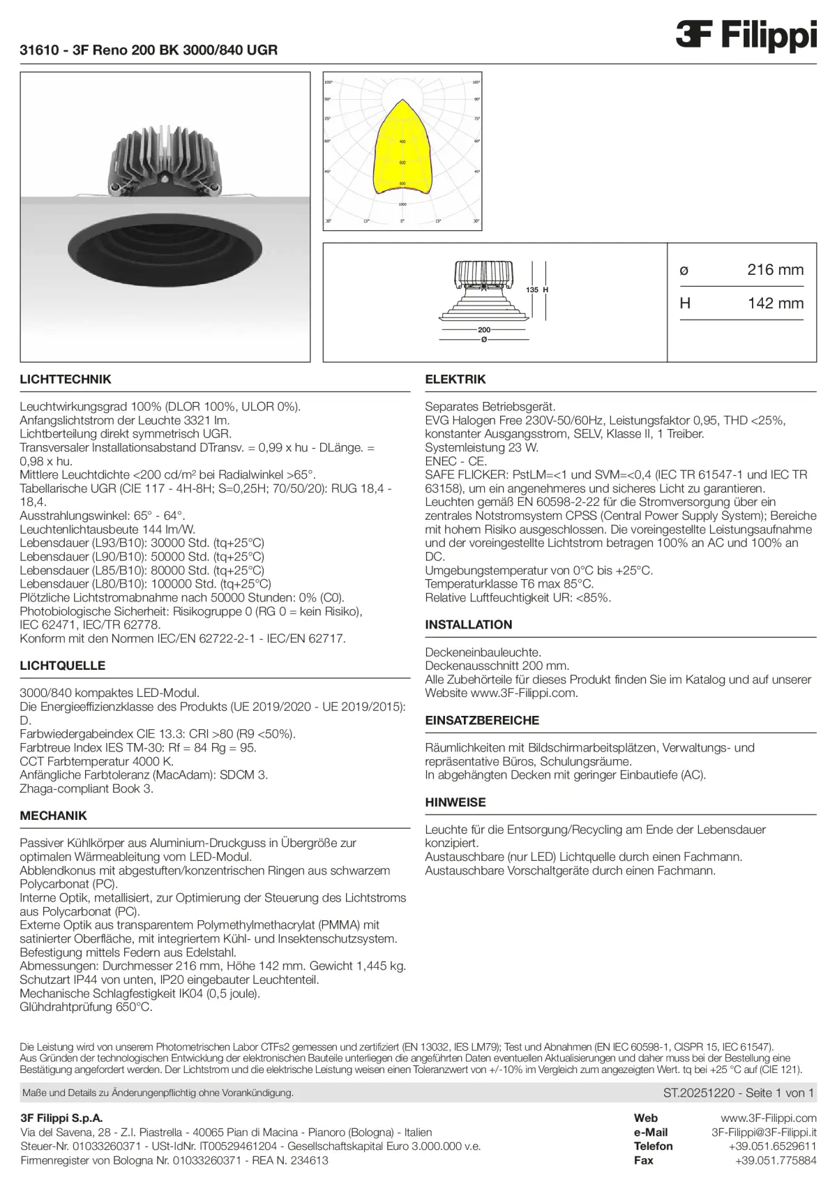 31610 - 3F Reno 200 BK 3000-840 UGR - Datasheet - de
