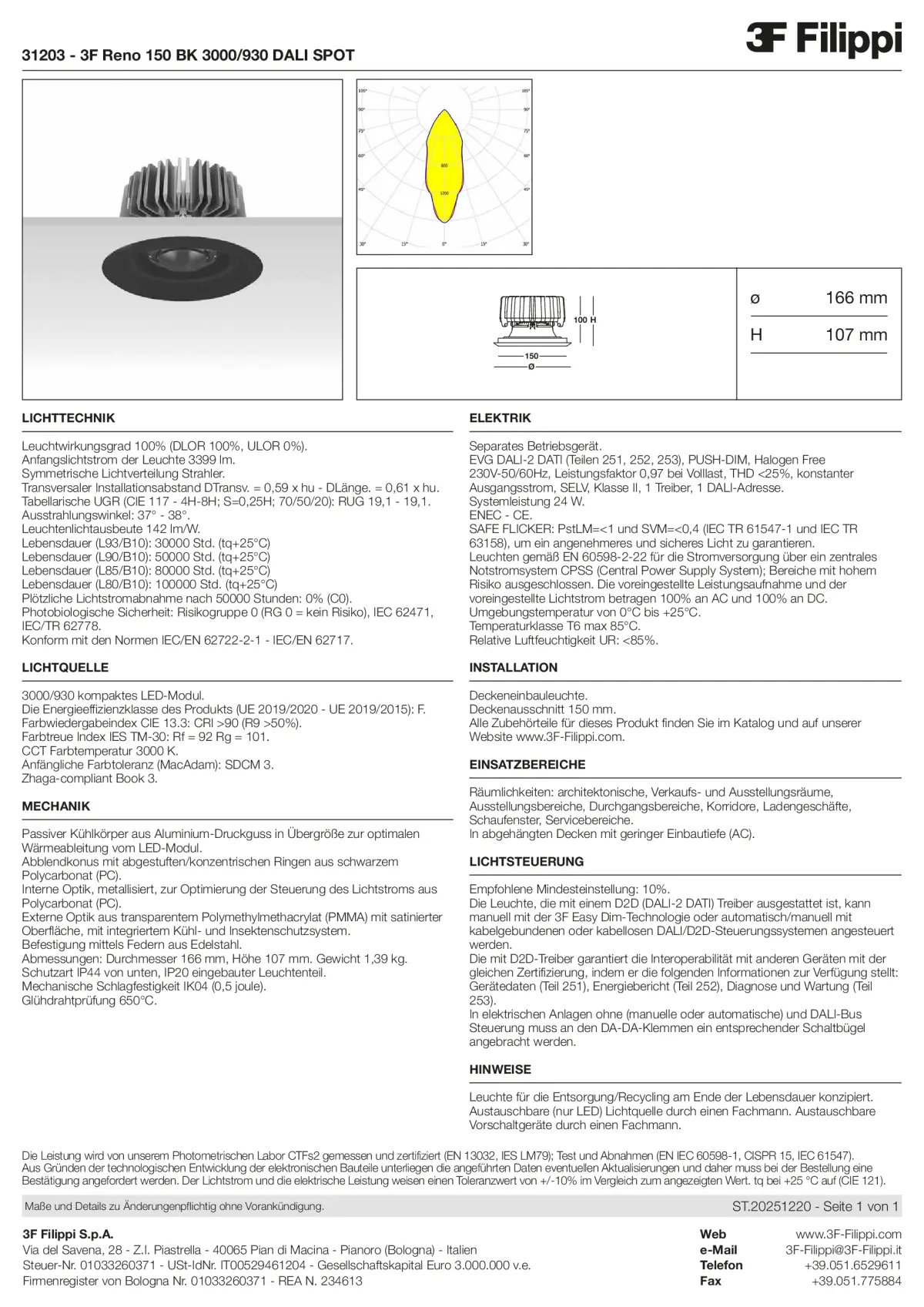 31203 - 3F Reno 150 BK 3000-930 DALI SPOT - Datasheet - de