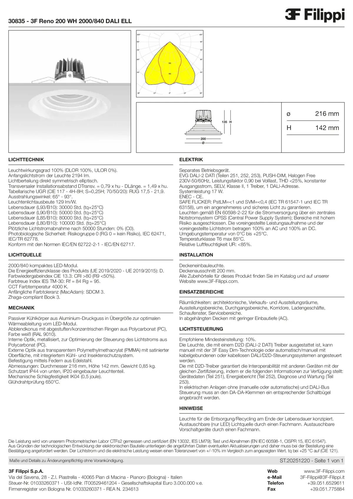 30835 - 3F Reno 200 WH 2000-840 DALI ELL - Datasheet - de