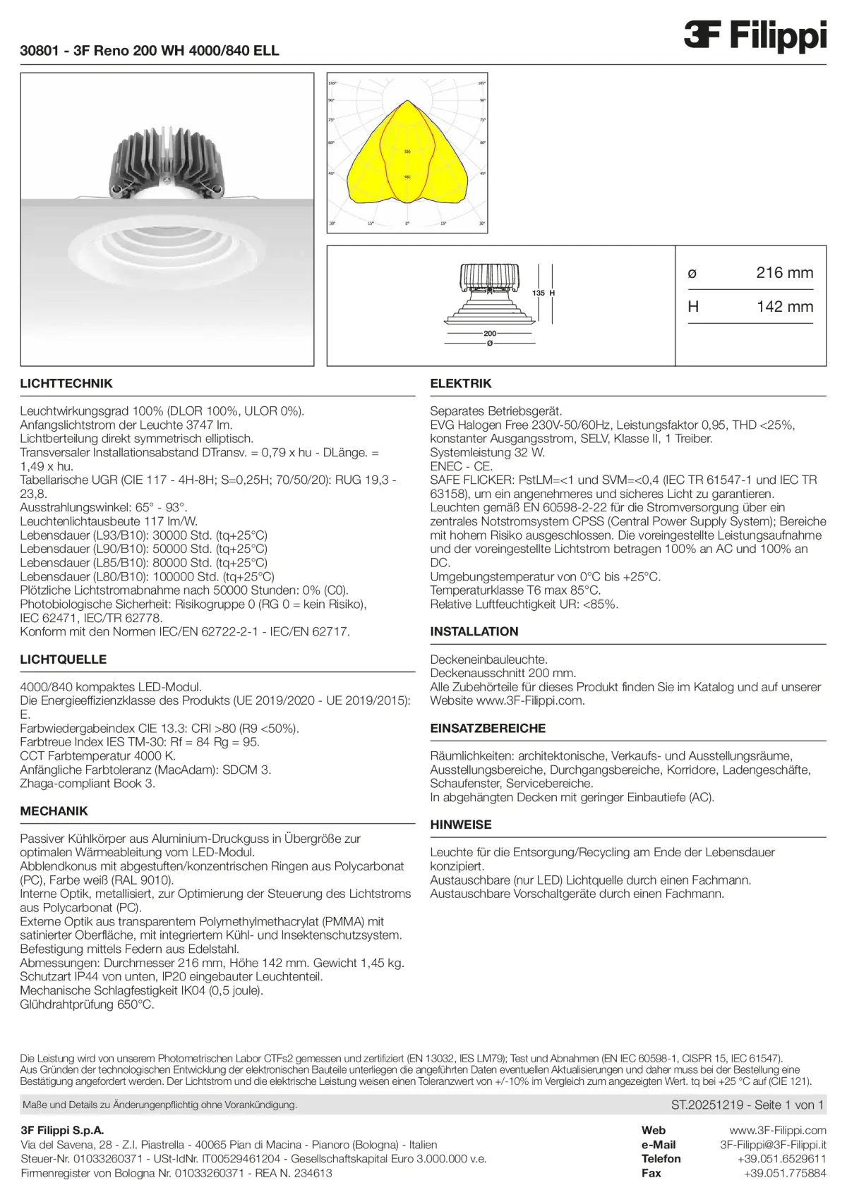 30801 - 3F Reno 200 WH 4000-840 ELL - Datasheet - de