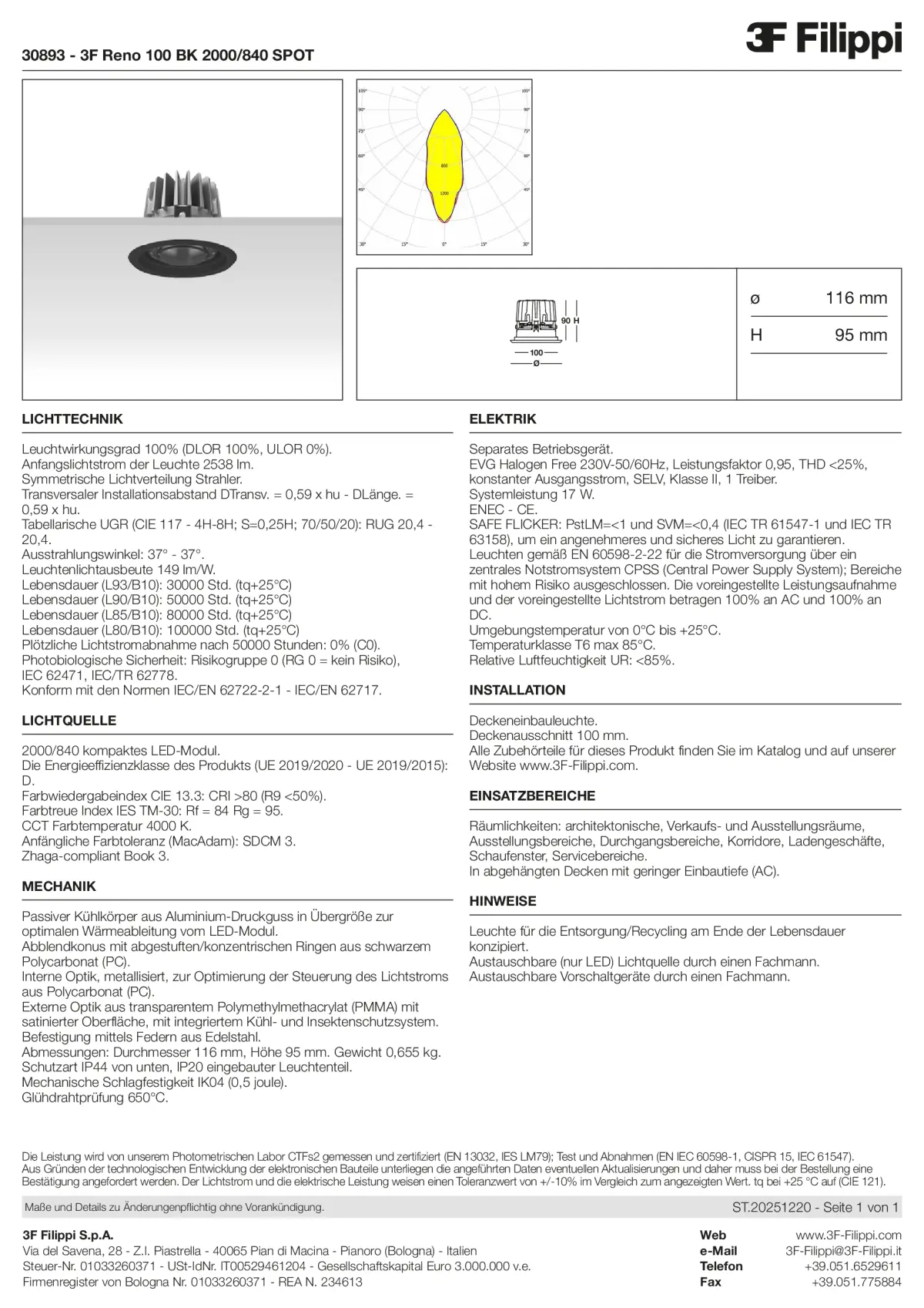 30893 - 3F Reno 100 BK 2000-840 SPOT - Datasheet - de