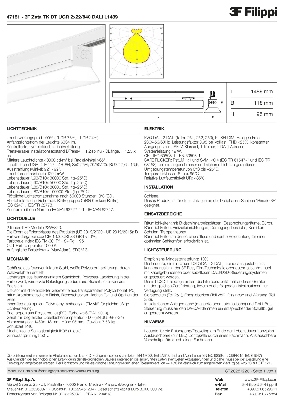 47181 - 3F Zeta TK DT UGR 2x22-840 DALI L1489 - Datasheet - de