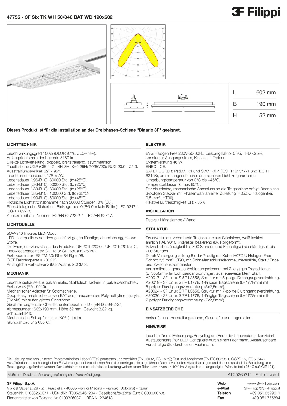 47755 - 3F Six TK WH 50-840 BAT WD 190x602 - Datasheet - de