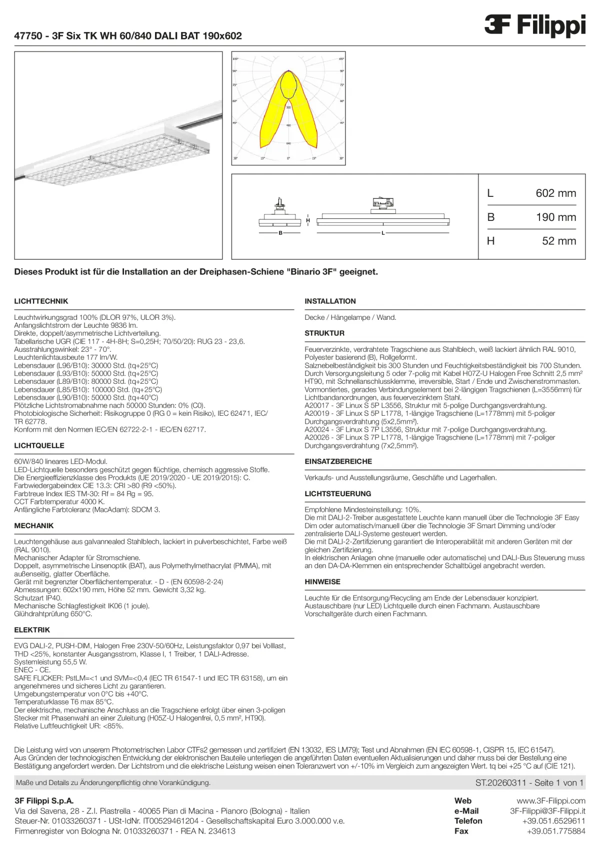 47750 - 3F Six TK WH 60-840 DALI BAT 190x602 - Datasheet - de