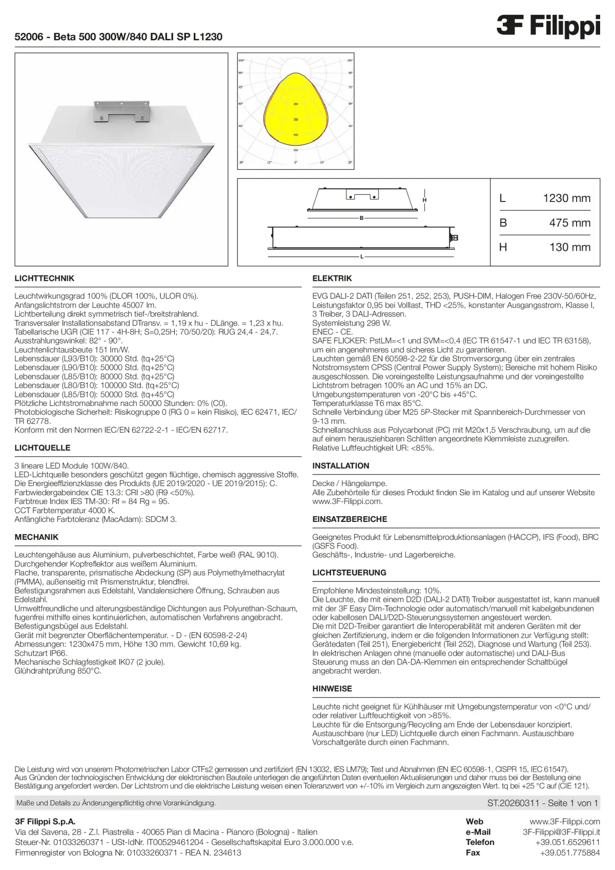 52006 - Beta 500 300W-840 DALI SP L1230 - Datasheet - de