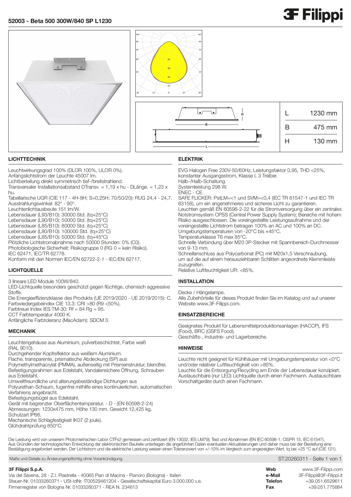 52003 - Beta 500 300W-840 SP L1230 - Datasheet - de