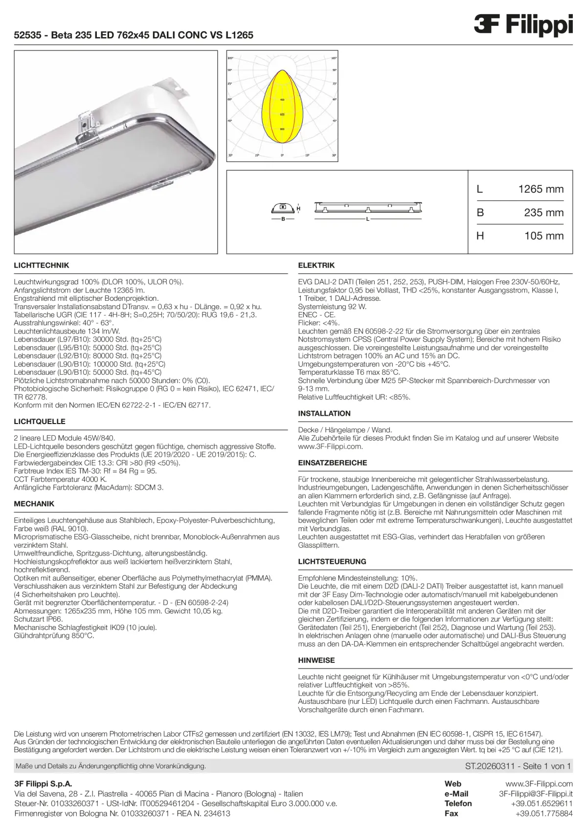 52535 - Beta 235 LED 762x45 DALI CONC VS L1265 - Datasheet - de