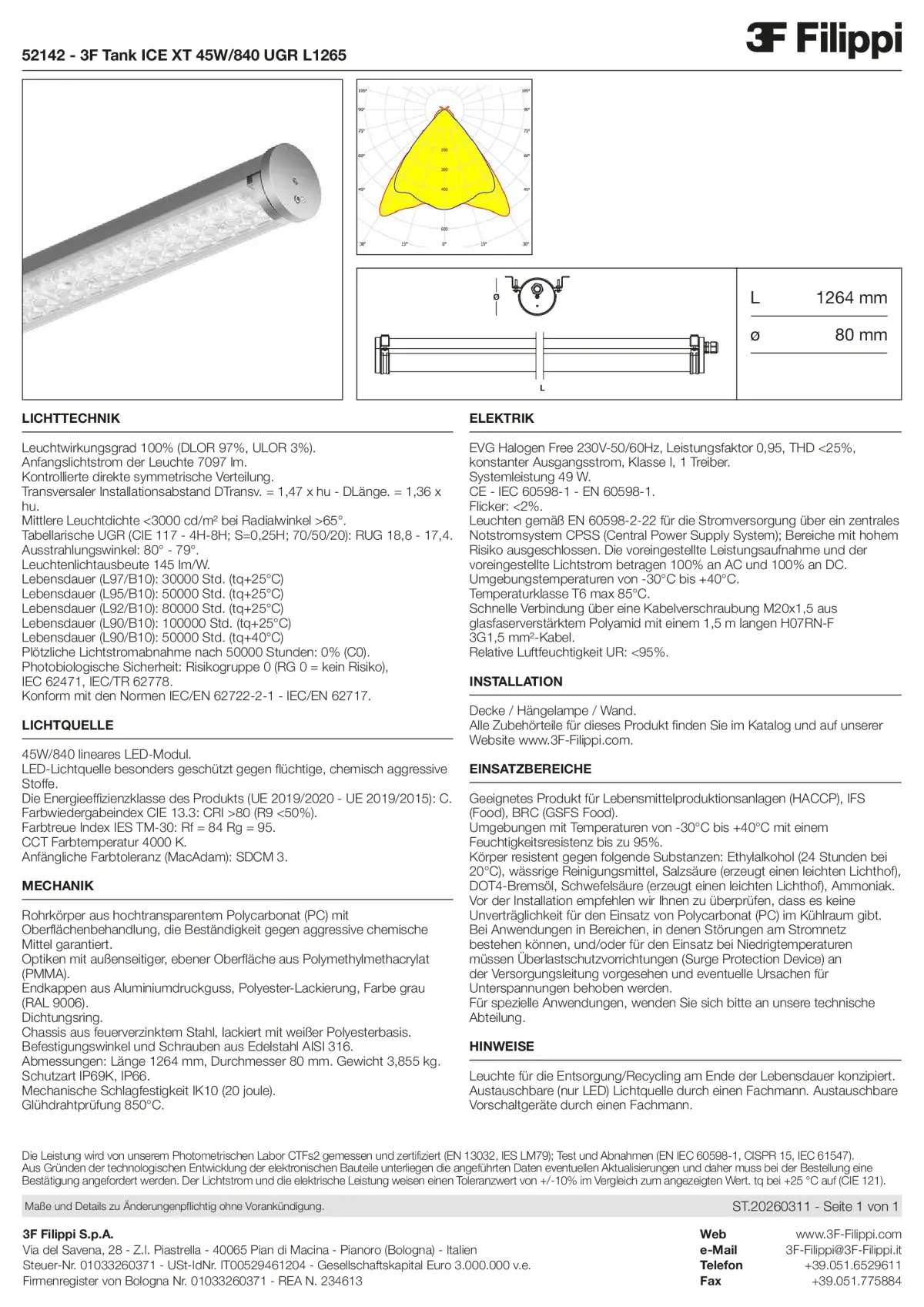 52142 - 3F Tank ICE XT 45W-840 UGR L1265 - Datasheet - de