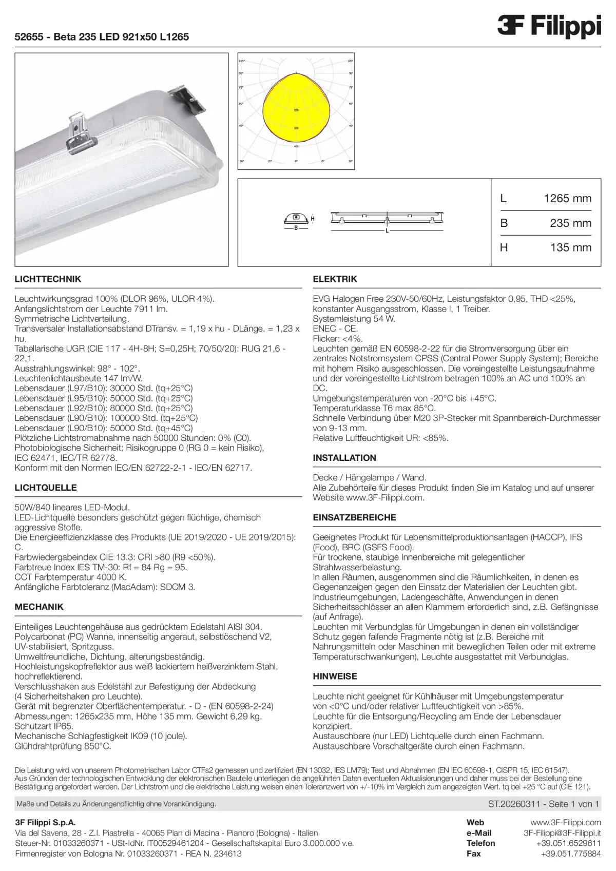 52655 - Beta 235 LED 921x50 L1265 - Datasheet - de