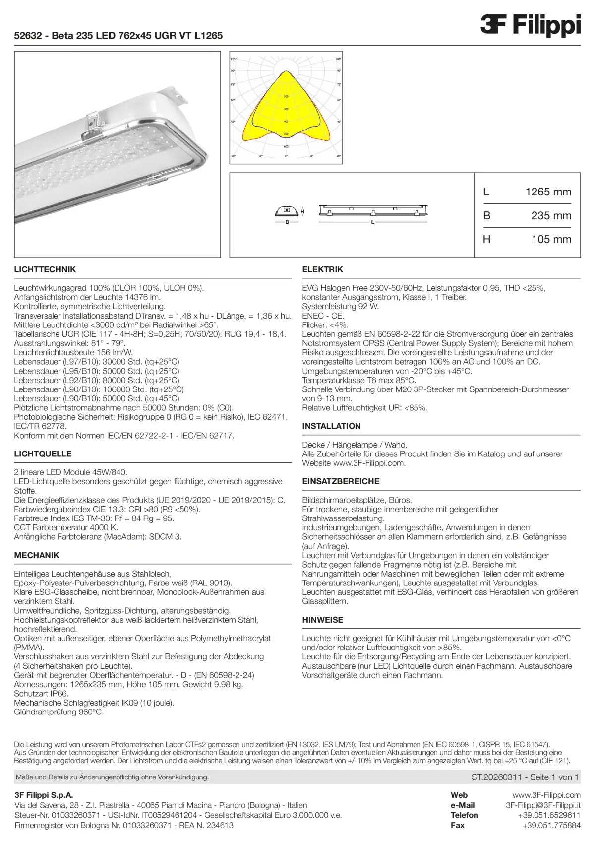52632 - Beta 235 LED 762x45 UGR VT L1265 - Datasheet - de