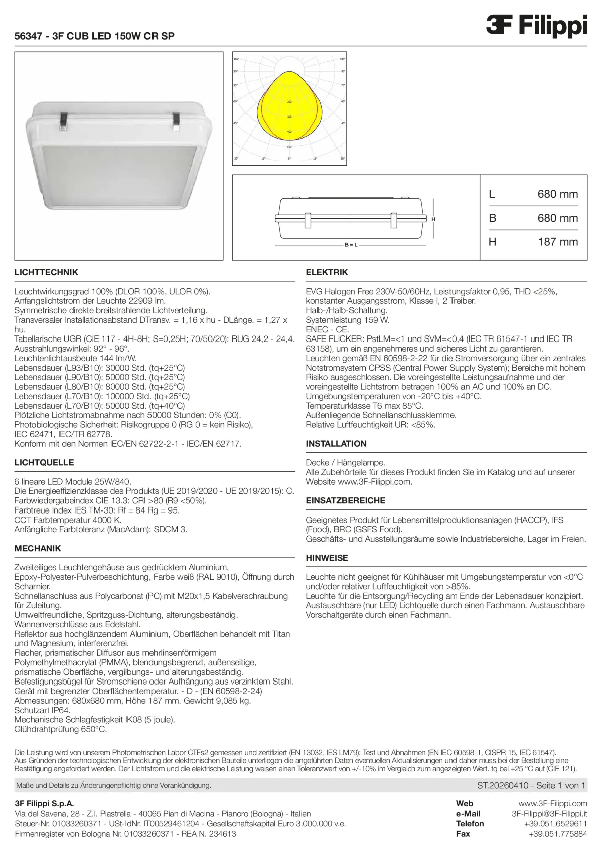 56347 - 3F CUB LED 150W CR SP - Datasheet - de