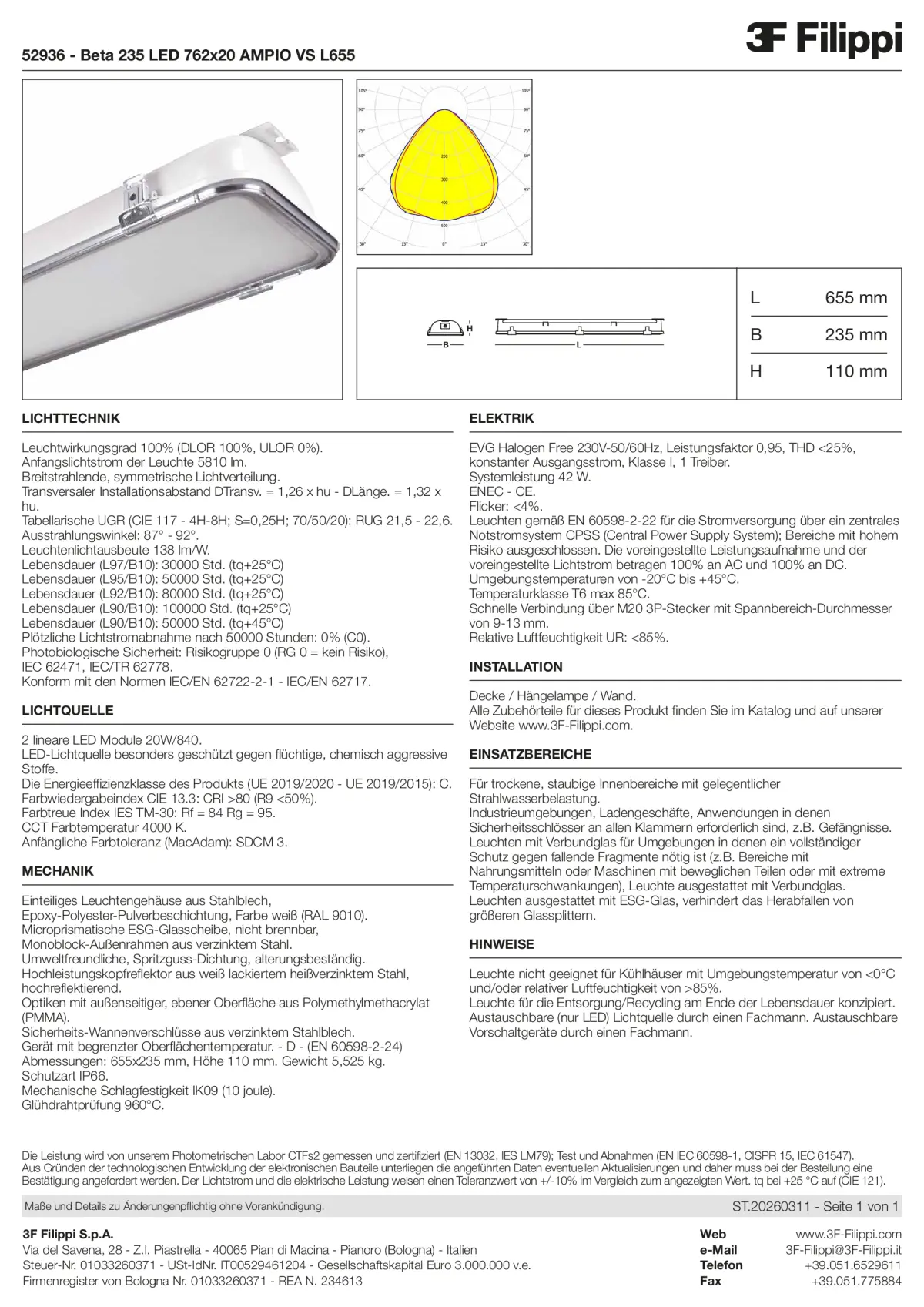 52936 - Beta 235 LED 762x20 AMPIO VS L655 - Datasheet - de