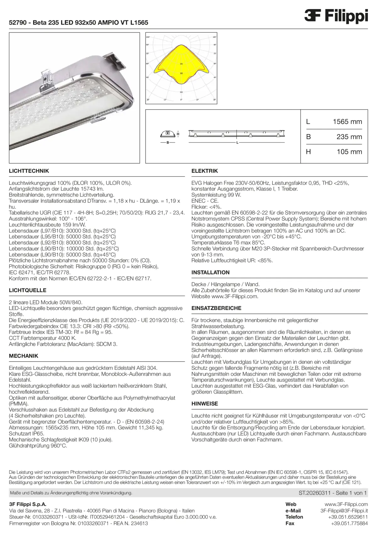 52790 - Beta 235 LED 932x50 AMPIO VT L1565 - Datasheet - de