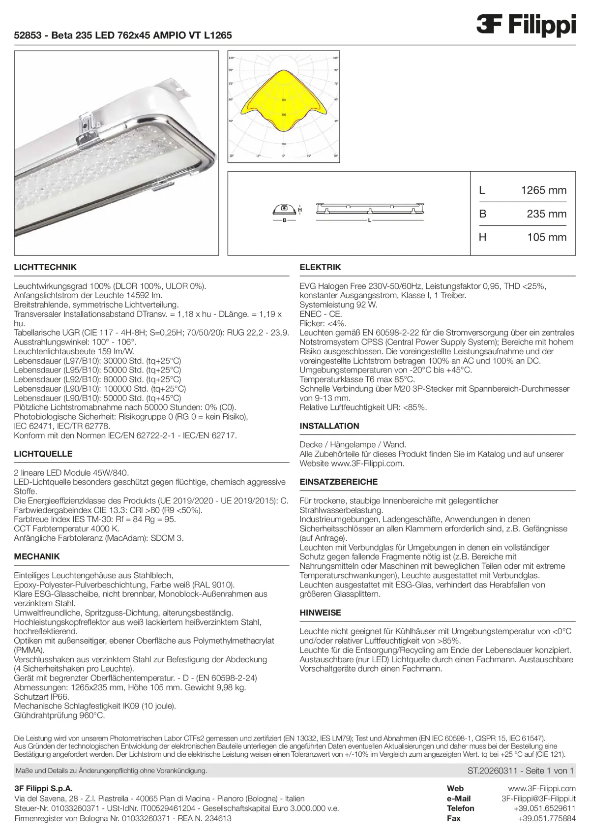 52853 - Beta 235 LED 762x45 AMPIO VT L1265 - Datasheet - de