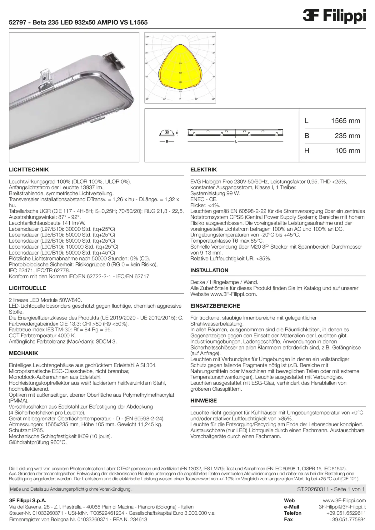 52797 - Beta 235 LED 932x50 AMPIO VS L1565 - Datasheet - de