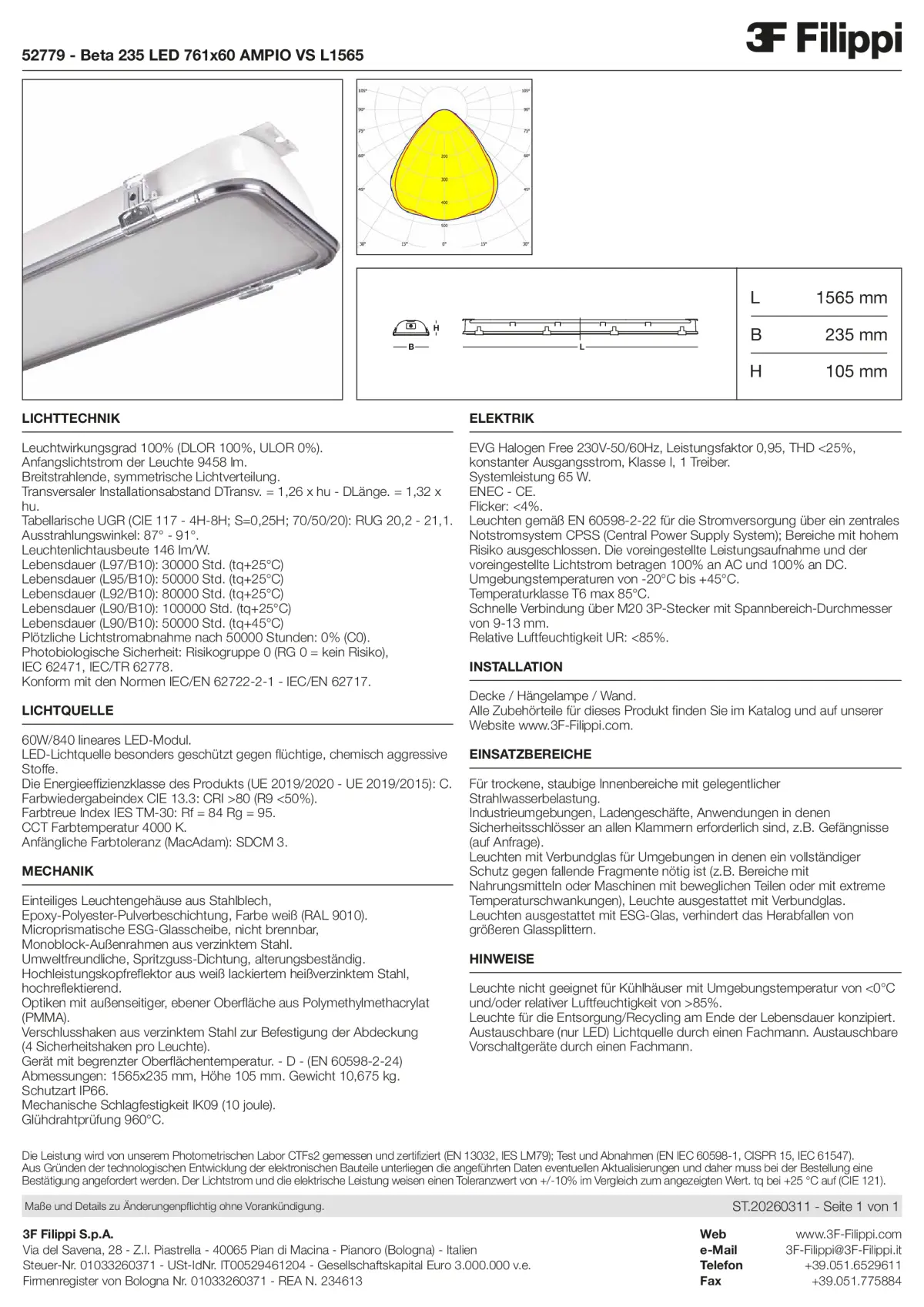 52779 - Beta 235 LED 761x60 AMPIO VS L1565 - Datasheet - de