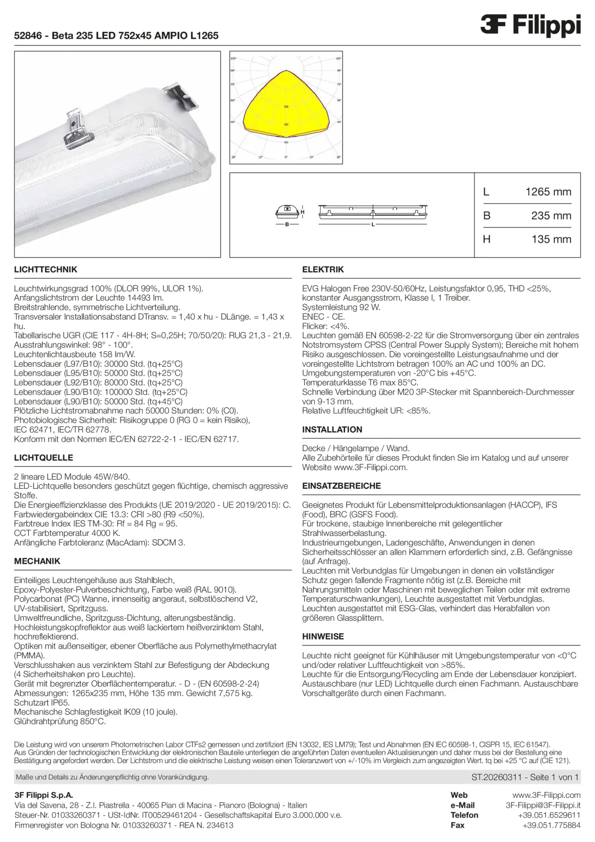 52846 - Beta 235 LED 752x45 AMPIO L1265 - Datasheet - de