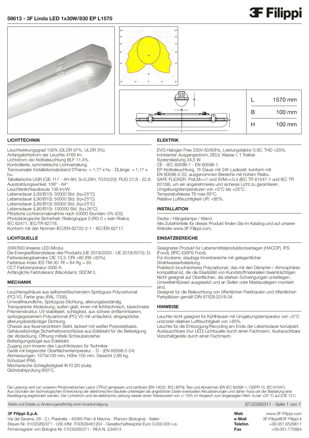 58613 - 3F Linda LED 1x30W-830 EP L1570 - Datasheet - de