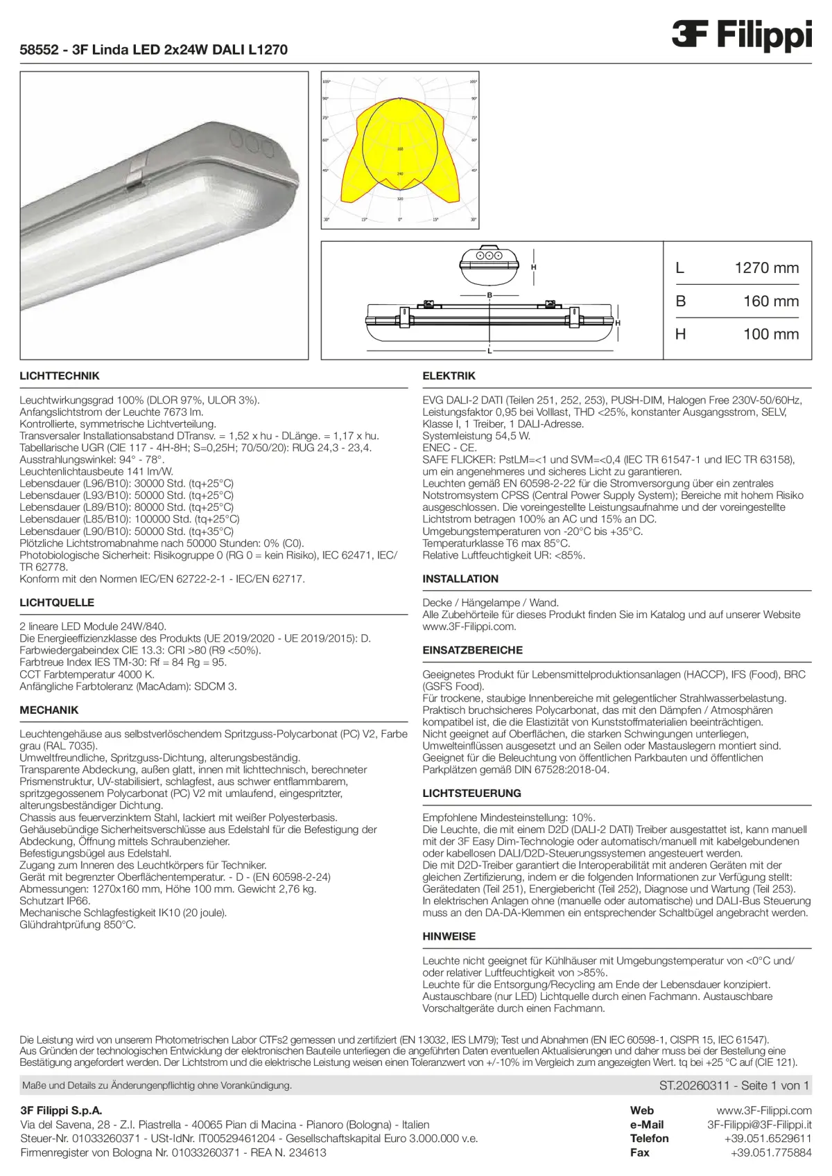 58552 - 3F Linda LED 2x24W DALI L1270 - Datasheet - de
