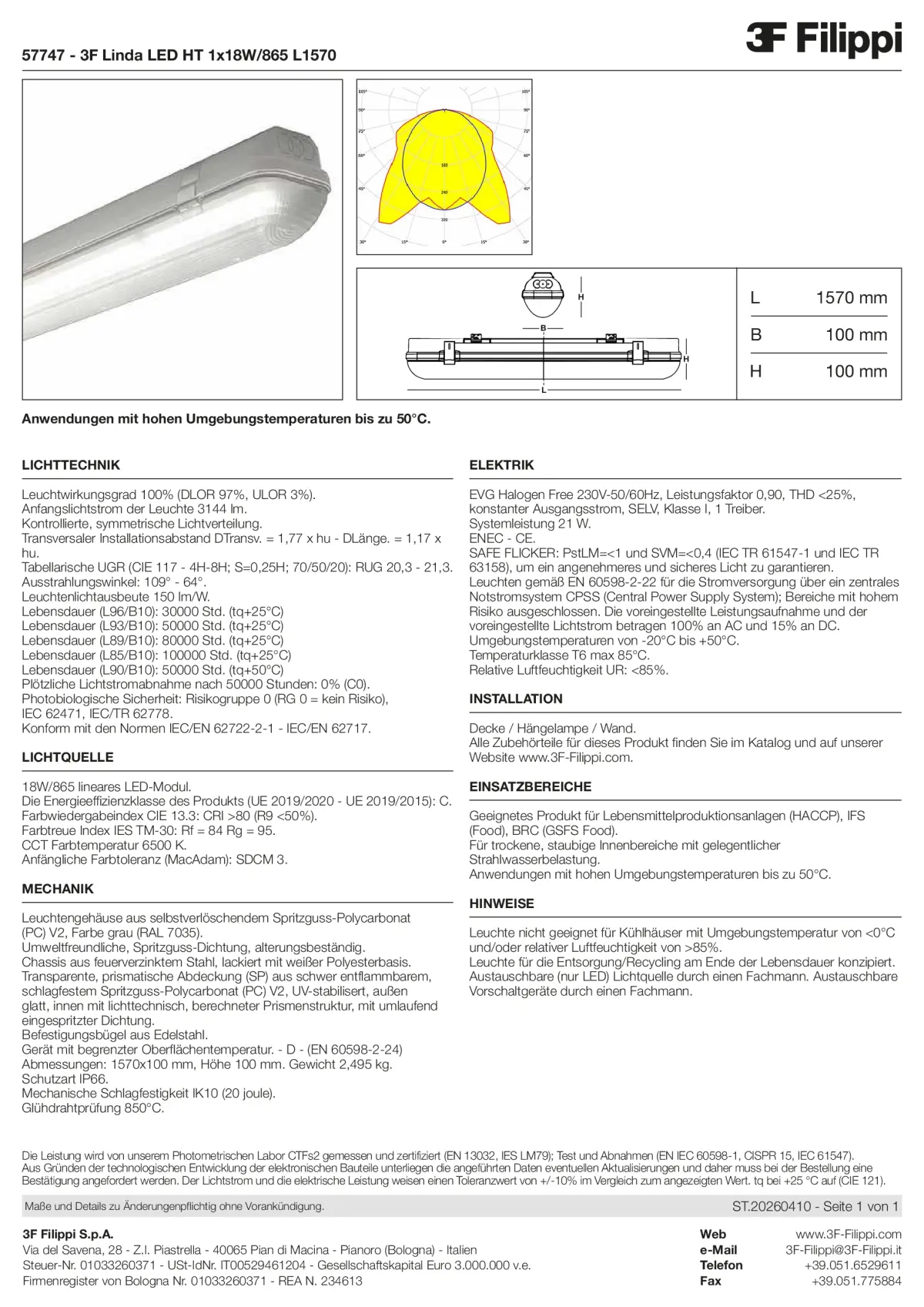 57747 - 3F Linda LED HT 1x18W-865 L1570 - Datasheet - de