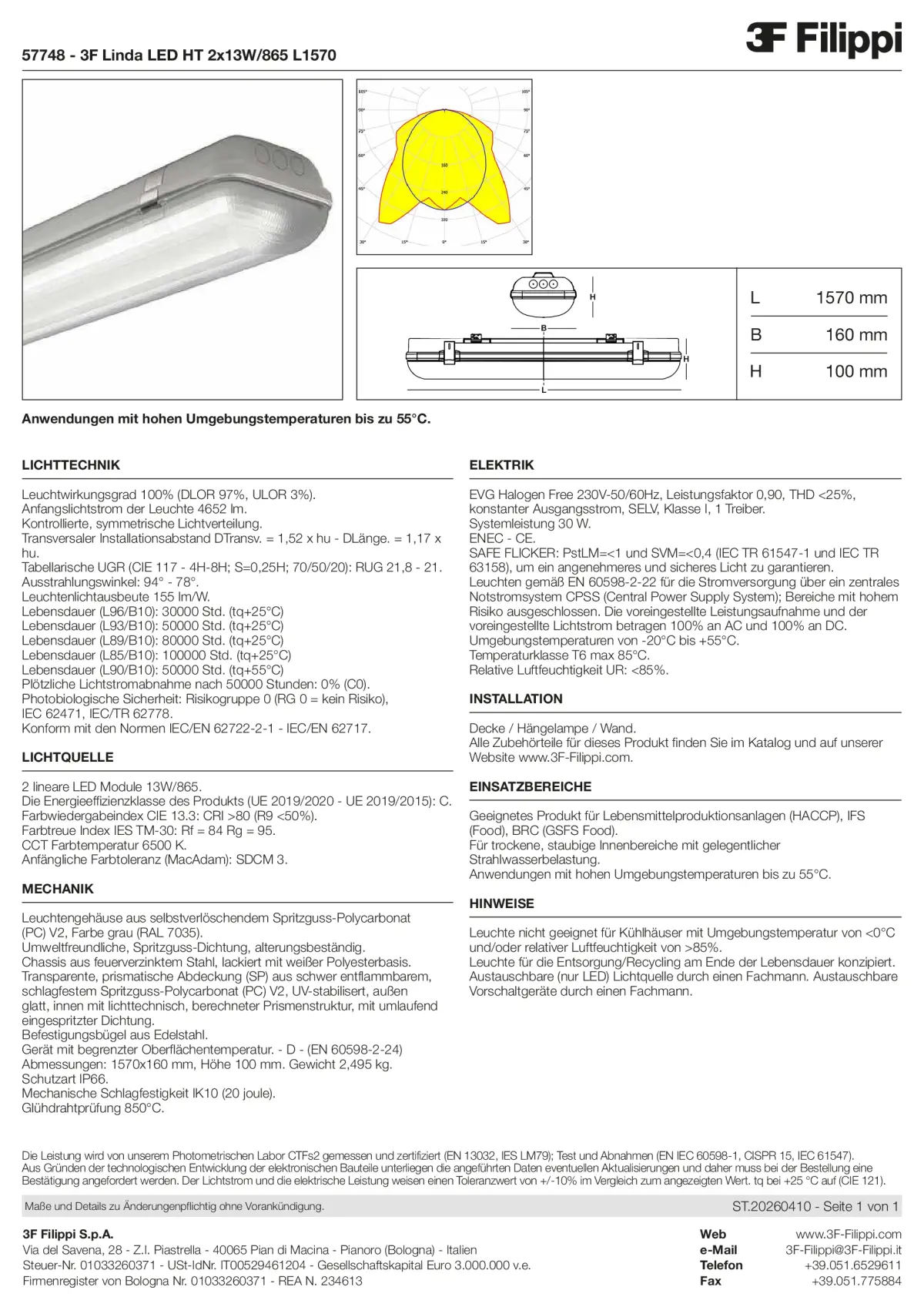 57748 - 3F Linda LED HT 2x13W-865 L1570 - Datasheet - de