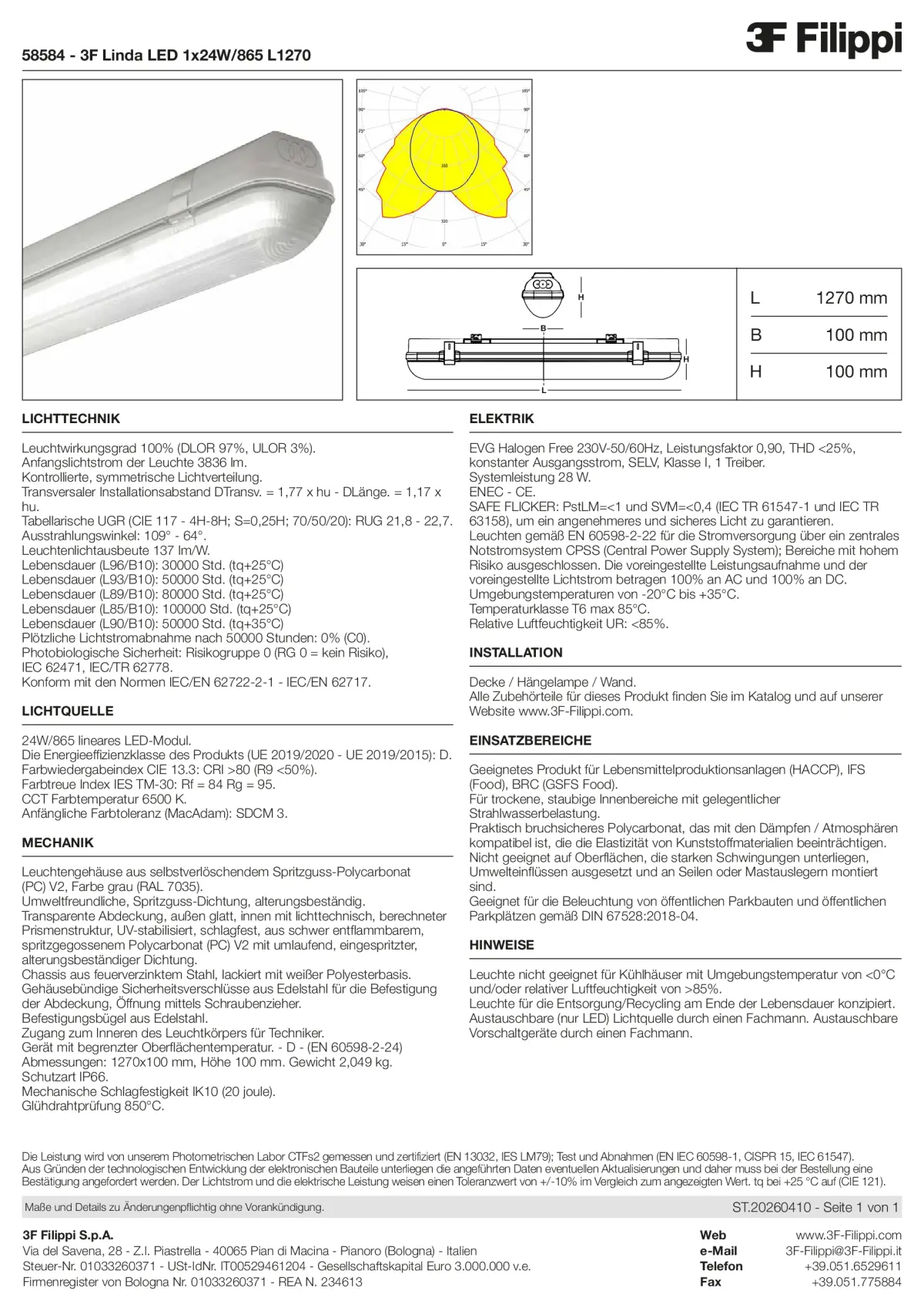 58584 - 3F Linda LED 1x24W-865 L1270 - Datasheet - de