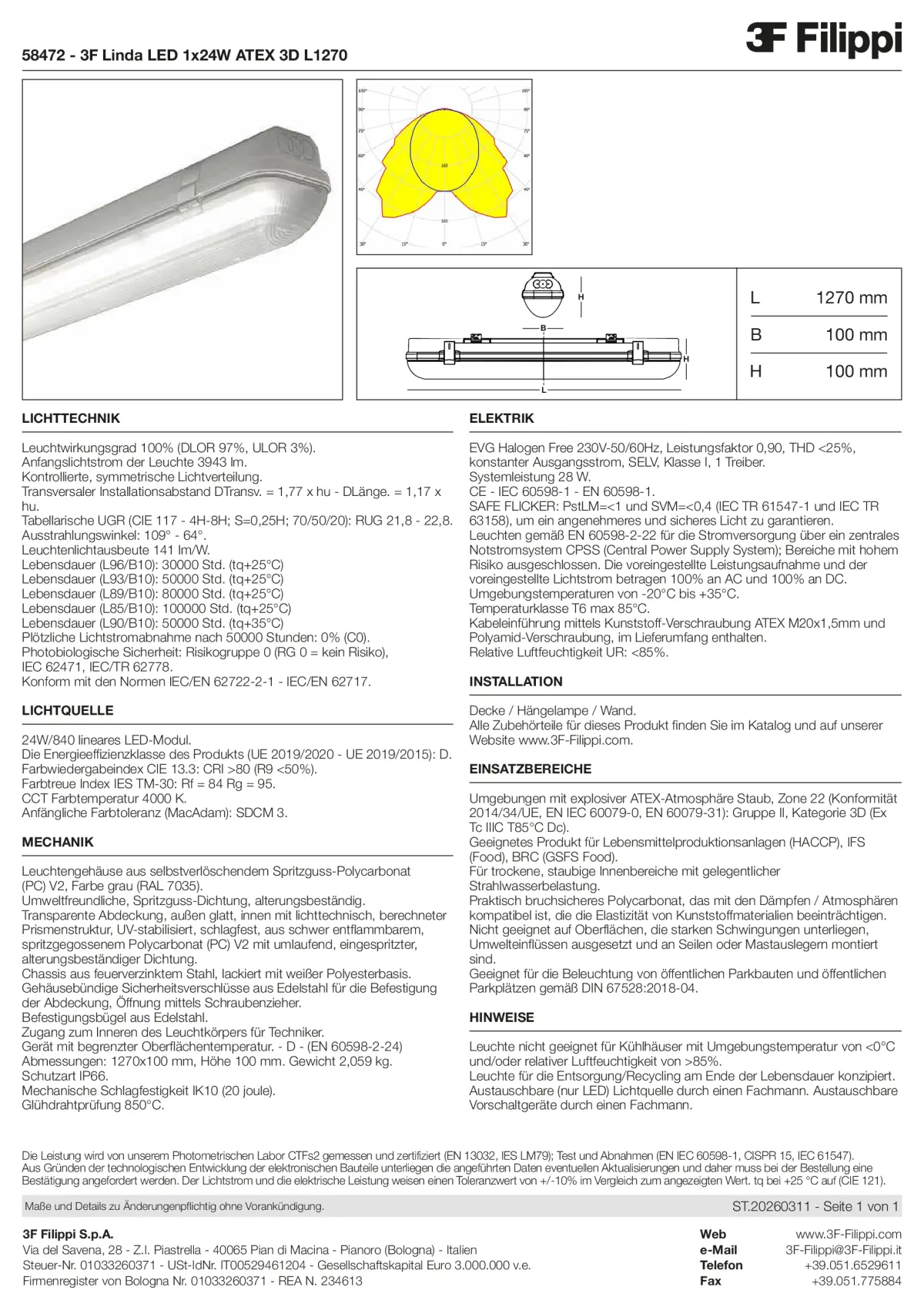 58472 - 3F Linda LED 1x24W ATEX 3D L1270 - Datasheet - de