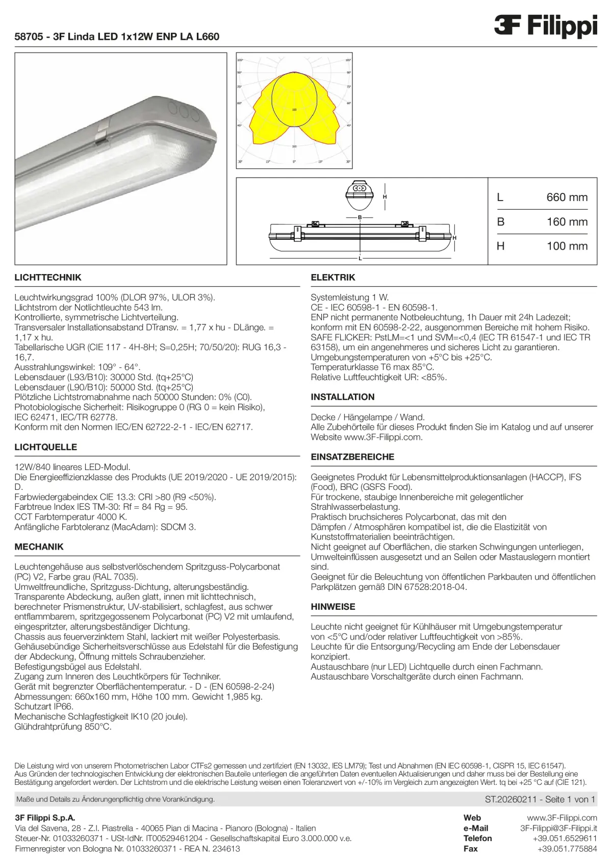 58705 - 3F Linda LED 1x12W ENP LA L660 - Datasheet - de
