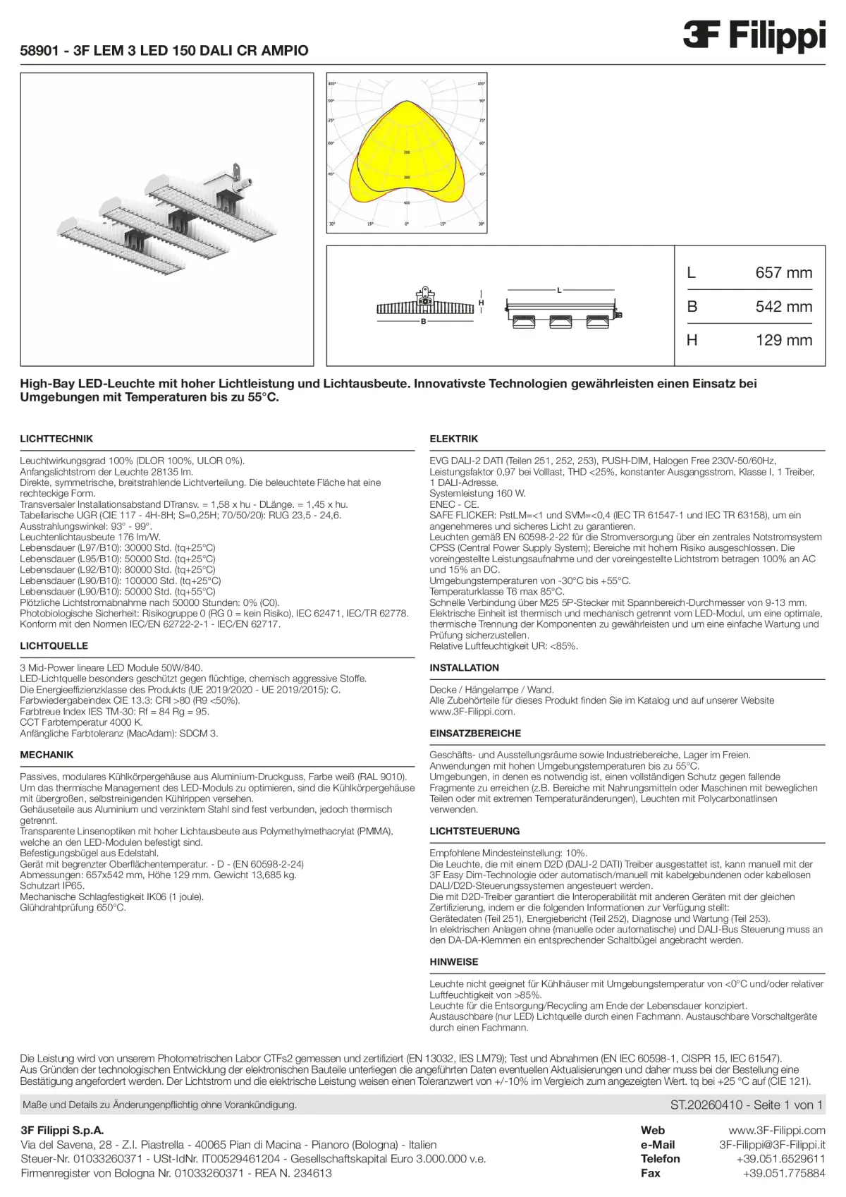 58901 - 3F LEM 3 LED 150 DALI CR AMPIO - Datasheet - de