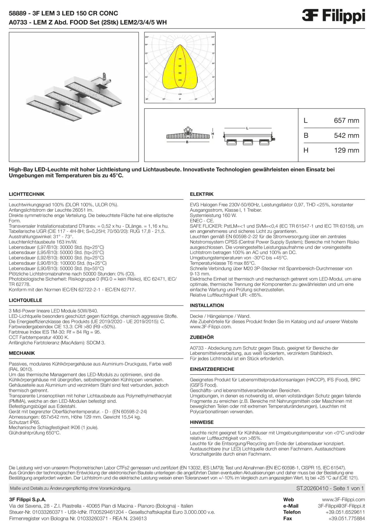 58889+A0733 - 3F LEM 3 LED 150 CR CONC + FOOD - Datasheet - de