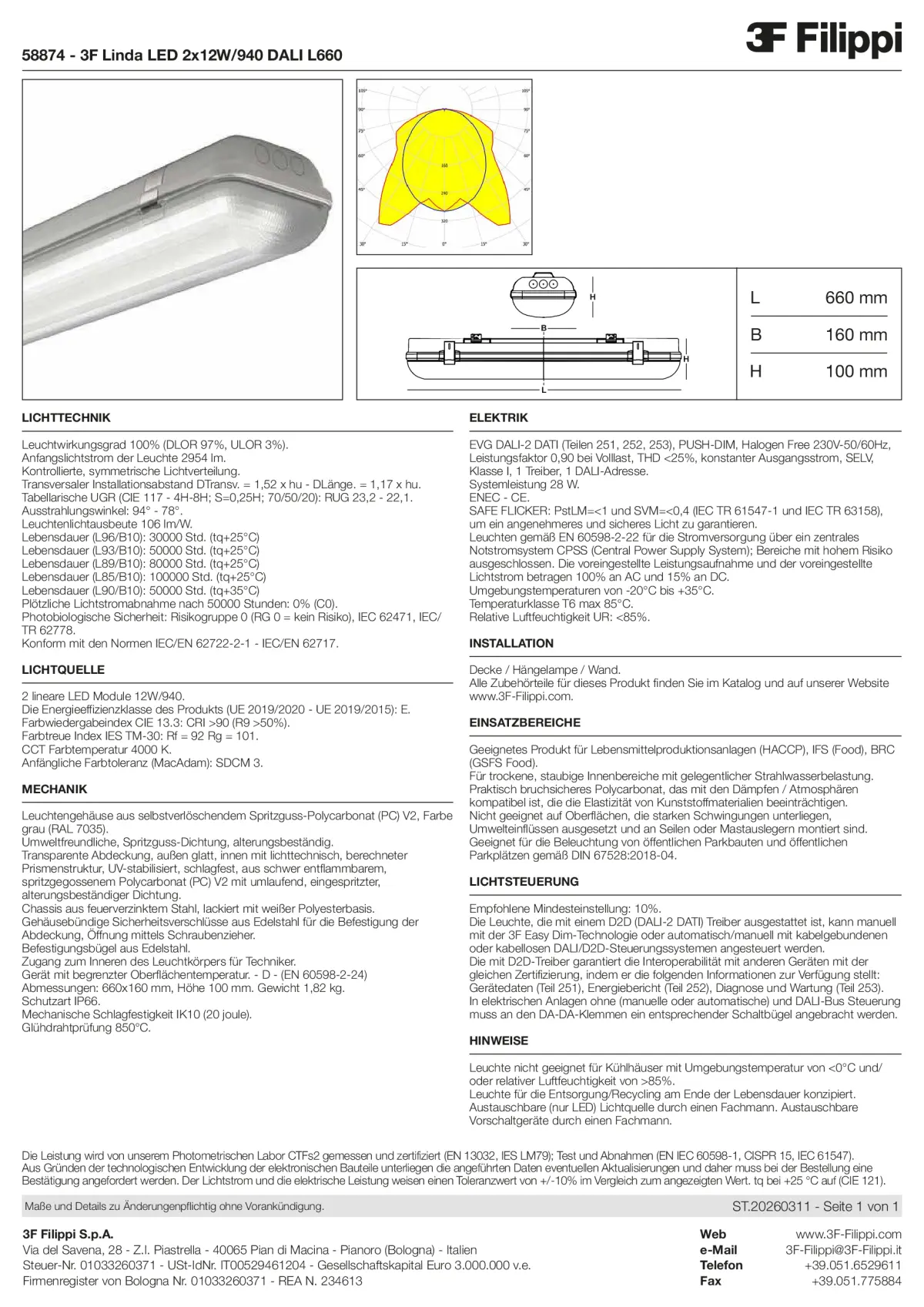 58874 - 3F Linda LED 2x12W-940 DALI L660 - Datasheet - de