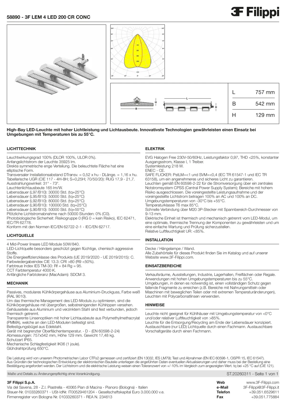 58890 - 3F LEM 4 LED 200 CR CONC - Datasheet - de