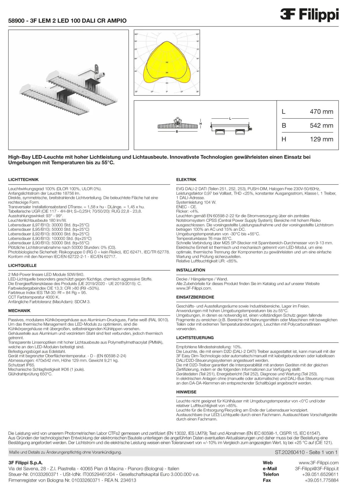 58900 - 3F LEM 2 LED 100 DALI CR AMPIO - Datasheet - de