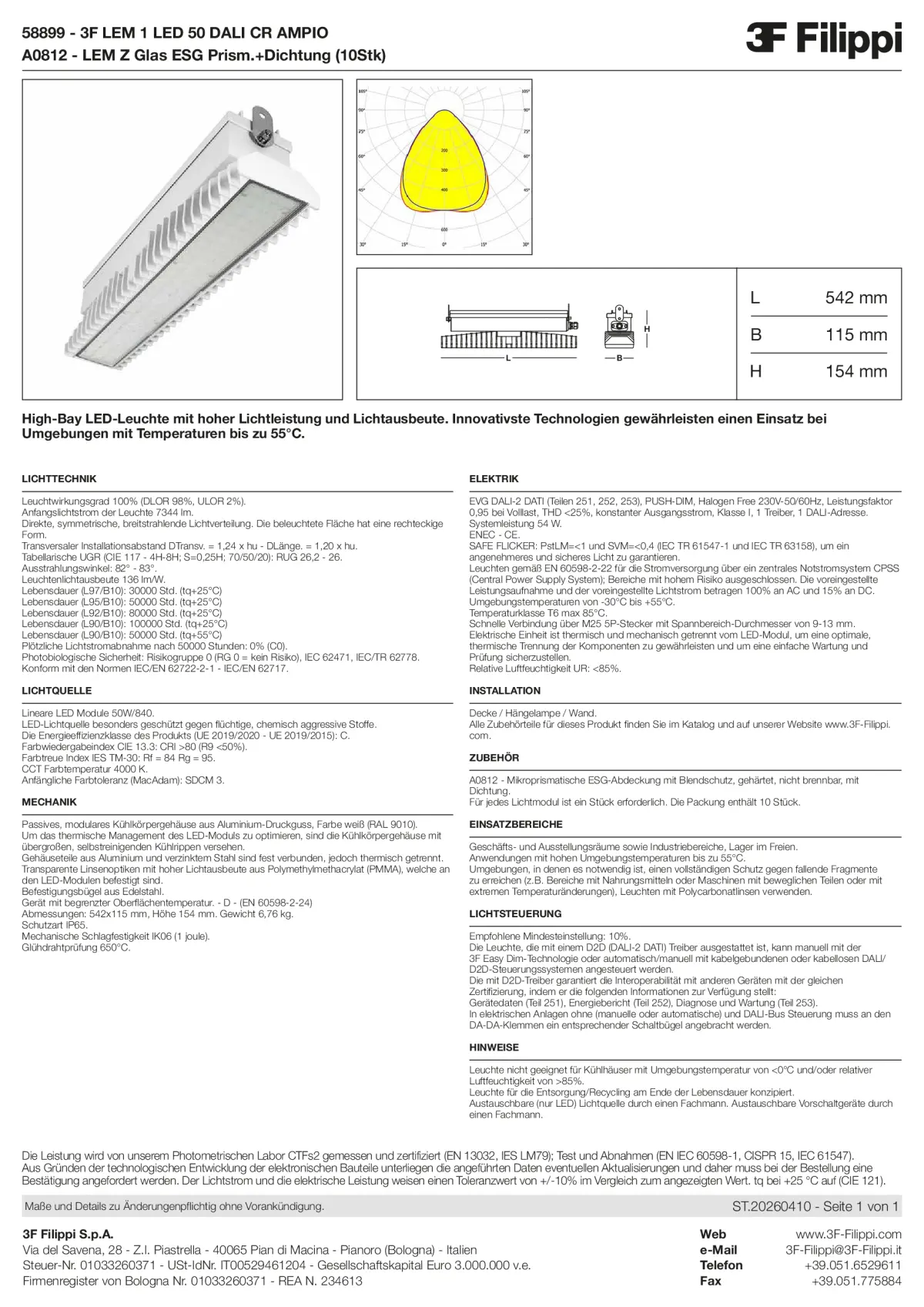58899+A0812 - 3F LEM 1 LED 50 DALI CR AMPIO + VS - Datasheet - de