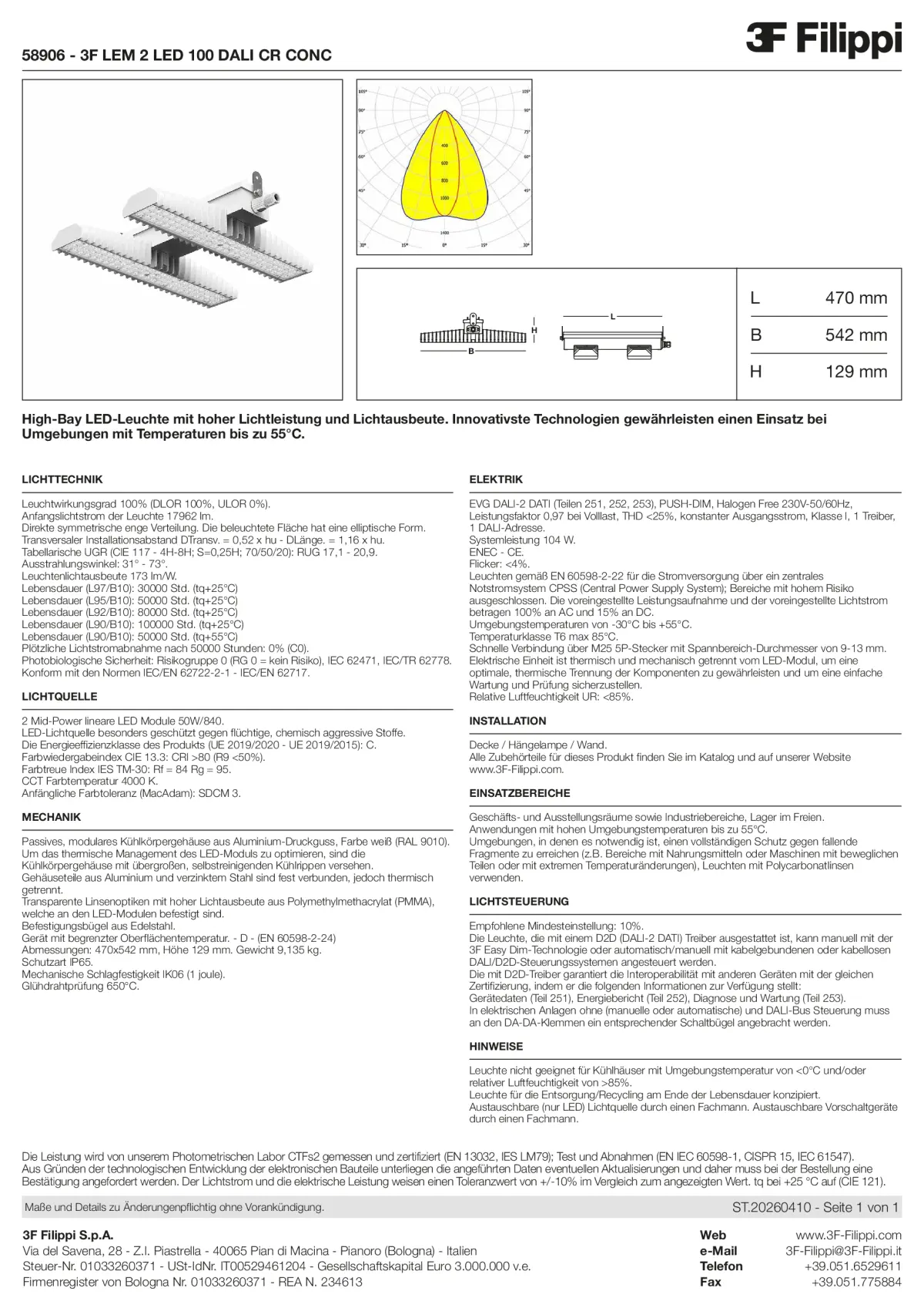 58906 - 3F LEM 2 LED 100 DALI CR CONC - Datasheet - de