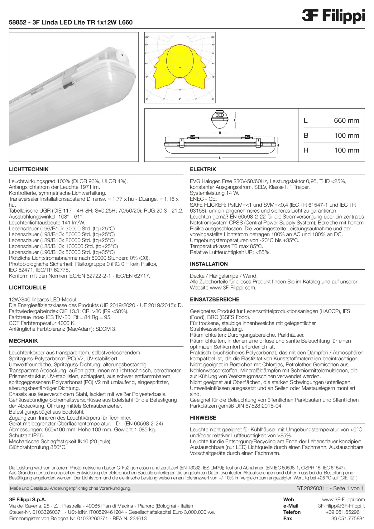 58852 - 3F Linda LED Lite TR 1x12W L660 - Datasheet - de