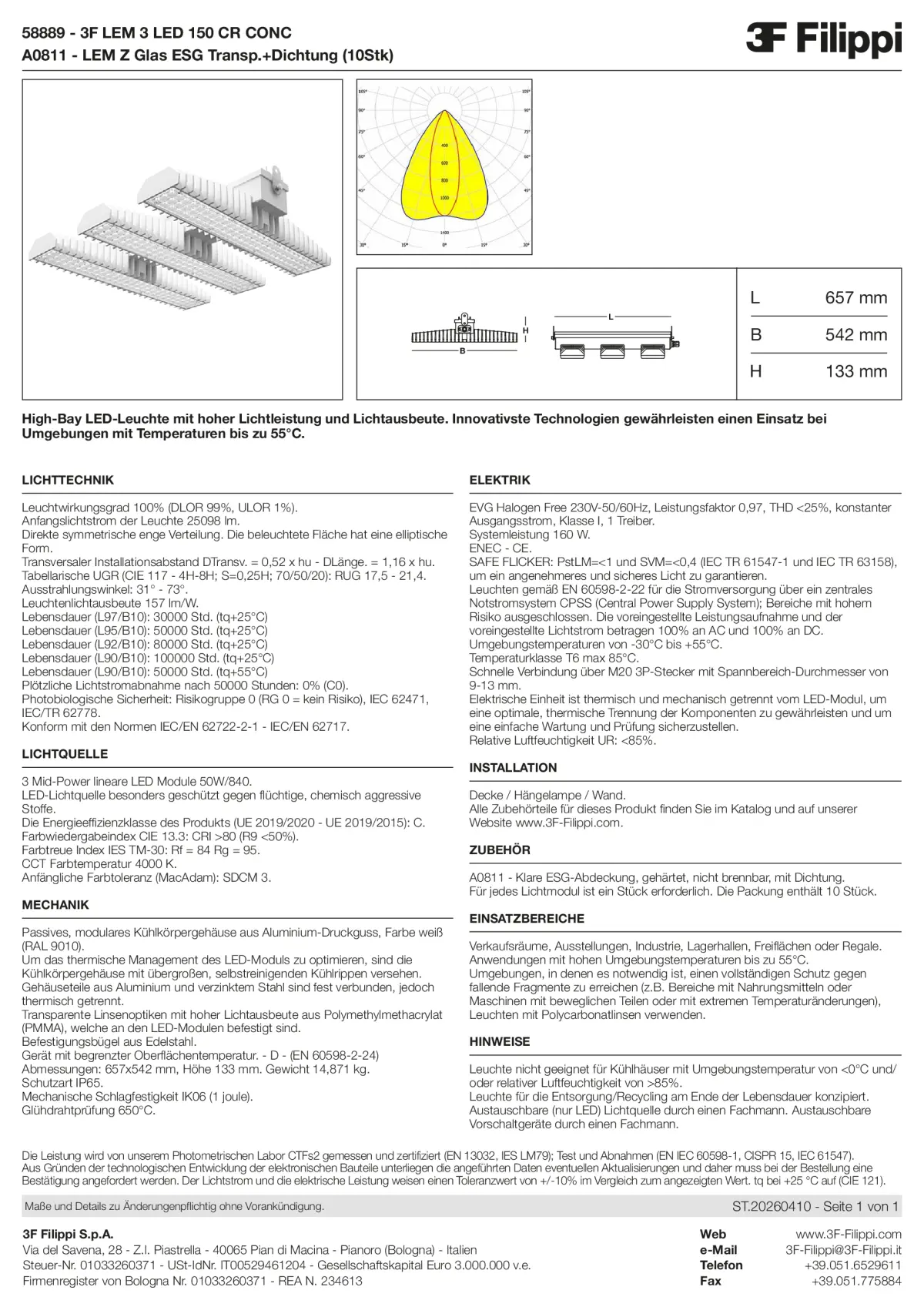 58889+A0811 - 3F LEM 3 LED 150 CR CONC + VT - Datasheet - de