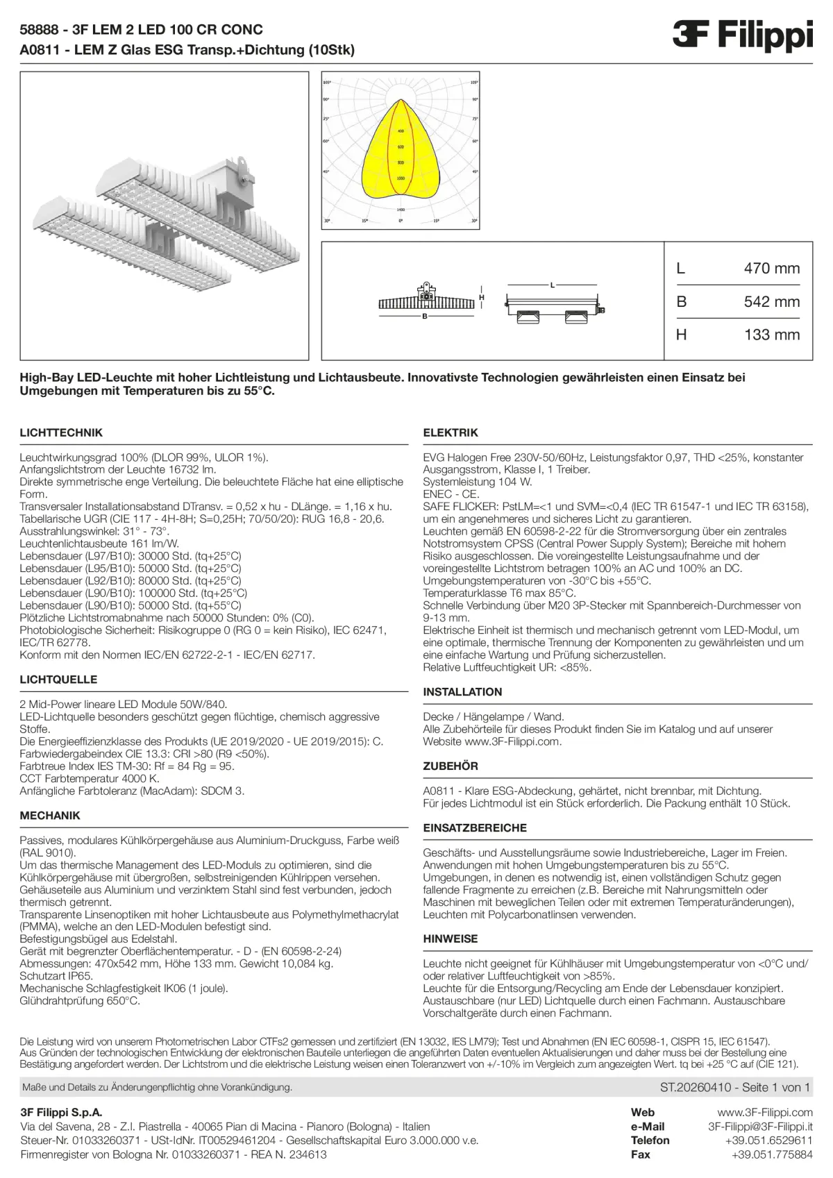 58888+A0811 - 3F LEM 2 LED 100 CR CONC + VT - Datasheet - de