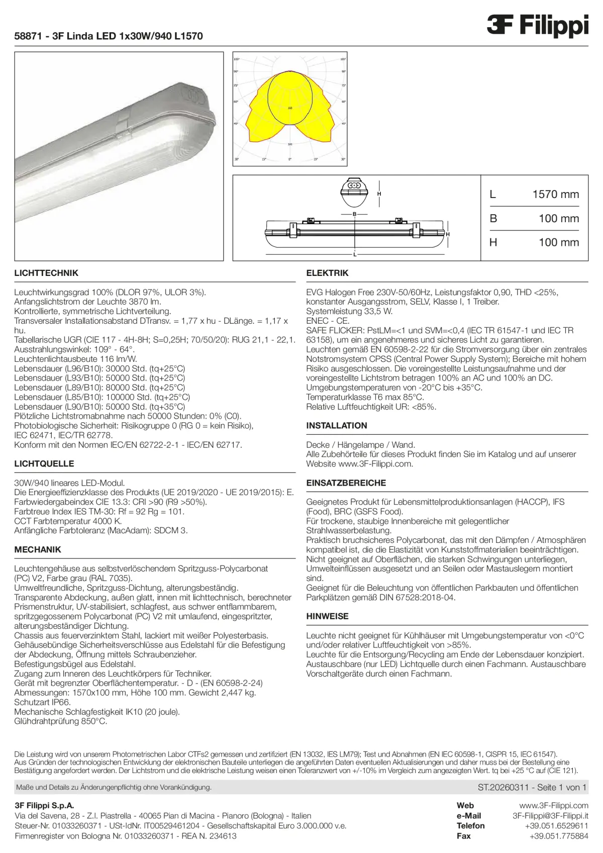 58871 - 3F Linda LED 1x30W-940 L1570 - Datasheet - de