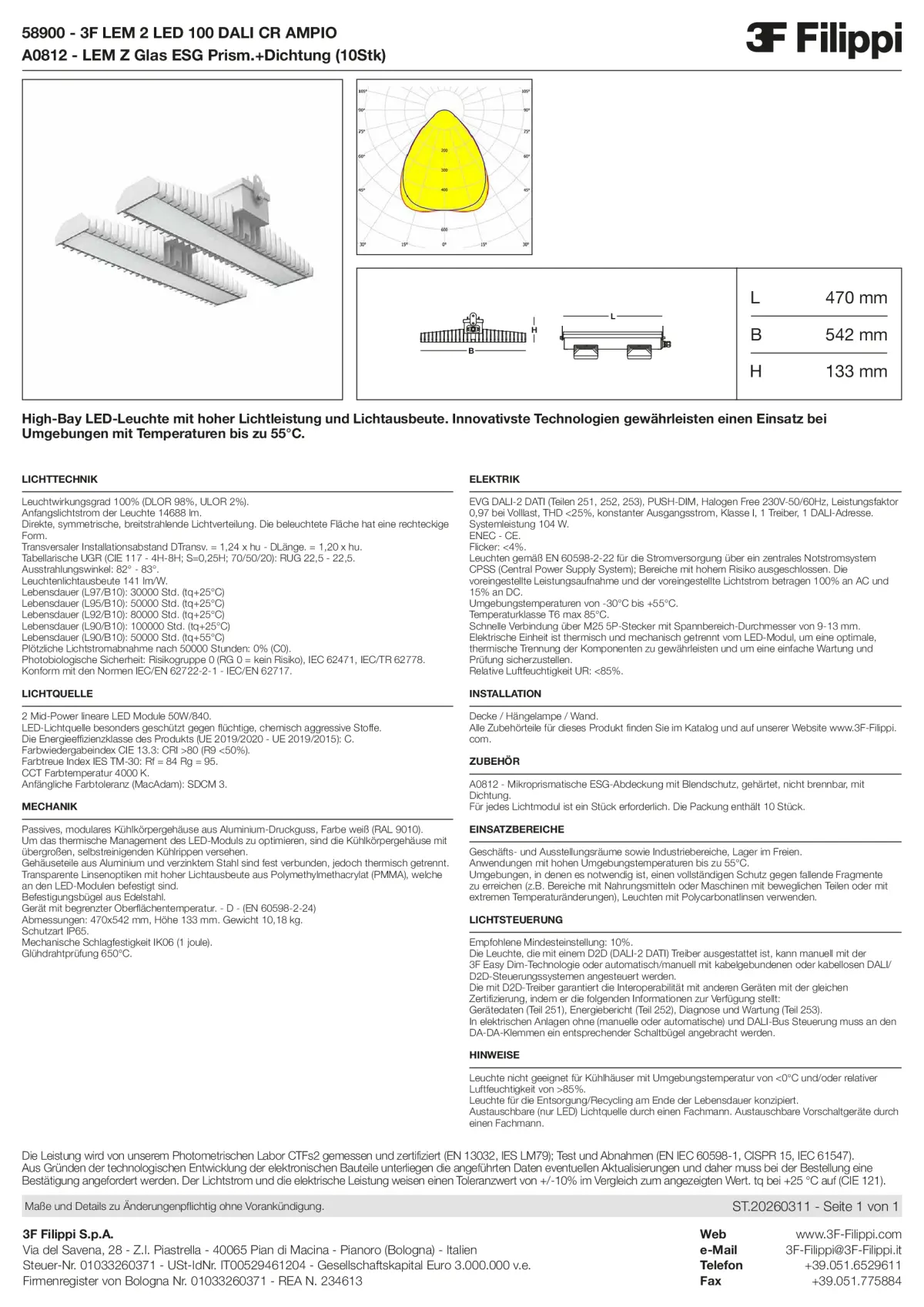 58900+A0812 - 3F LEM 2 LED 100 DALI CR AMPIO + VS - Datasheet - de
