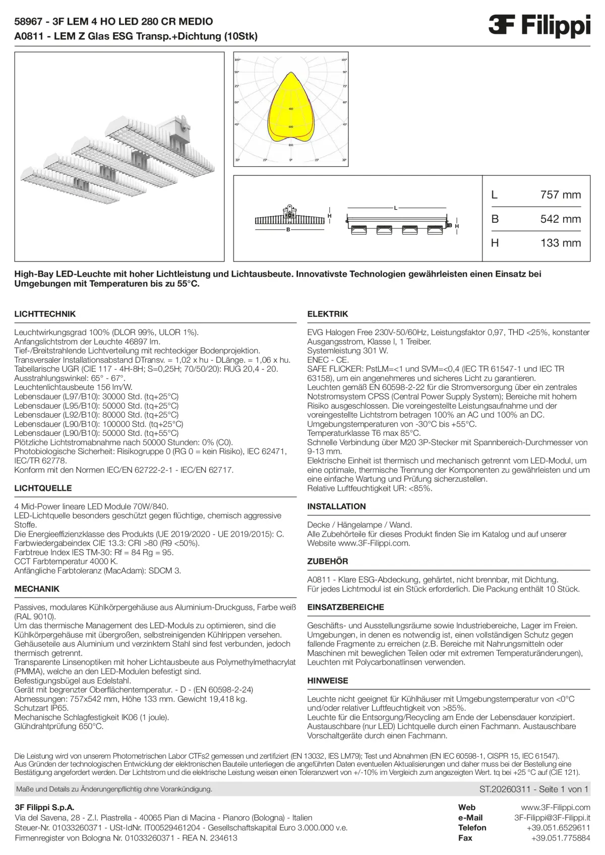 58967+A0811 - 3F LEM 4 HO LED 280 CR MEDIO + VT - Datasheet - de