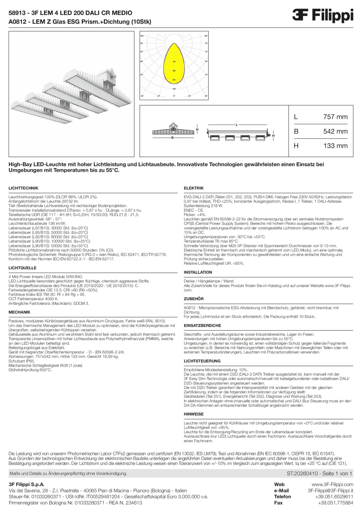 58913+A0812 - 3F LEM 4 LED 200 DALI CR MEDIO + VS - Datasheet - de
