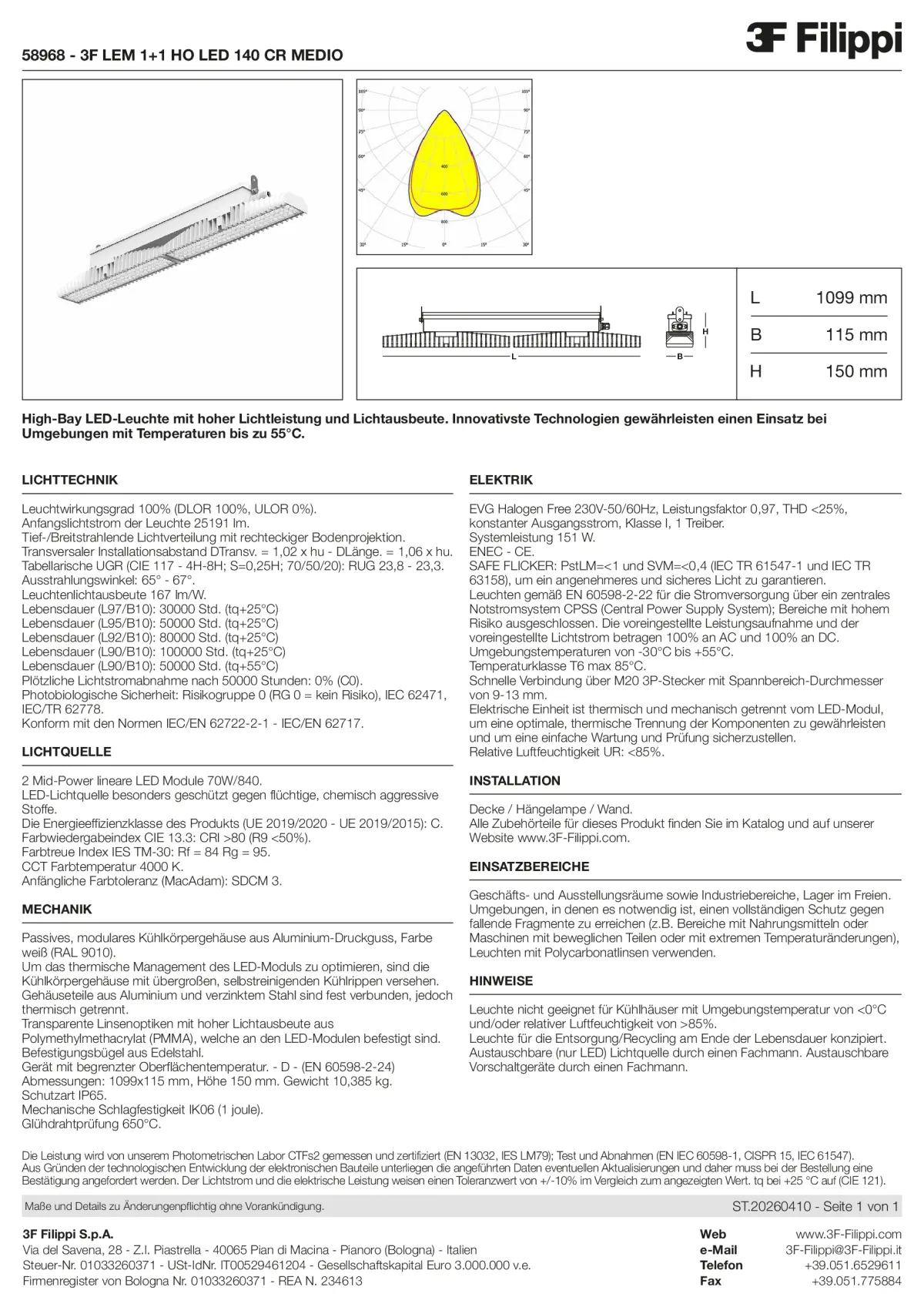 58968 - 3F LEM 1+1 HO LED 140 CR MEDIO - Datasheet - de