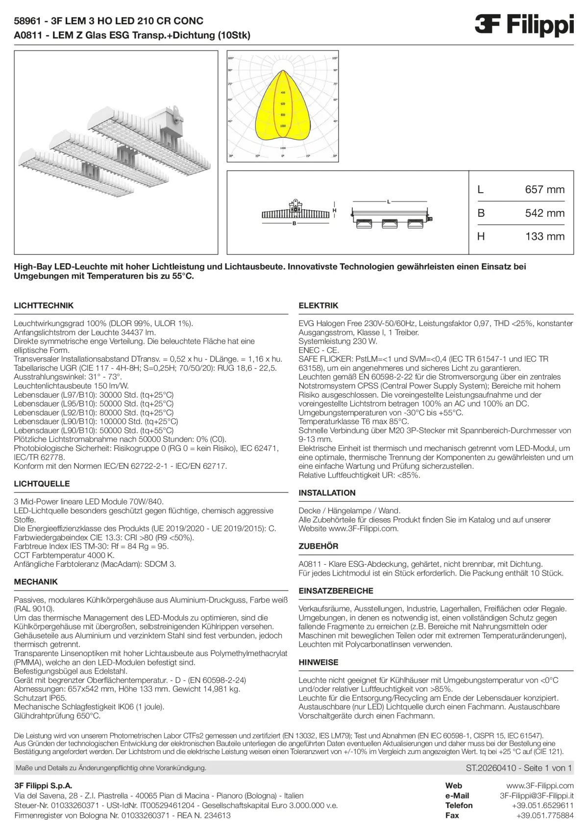58961+A0811 - 3F LEM 3 HO LED 210 CR CONC + VT - Datasheet - de
