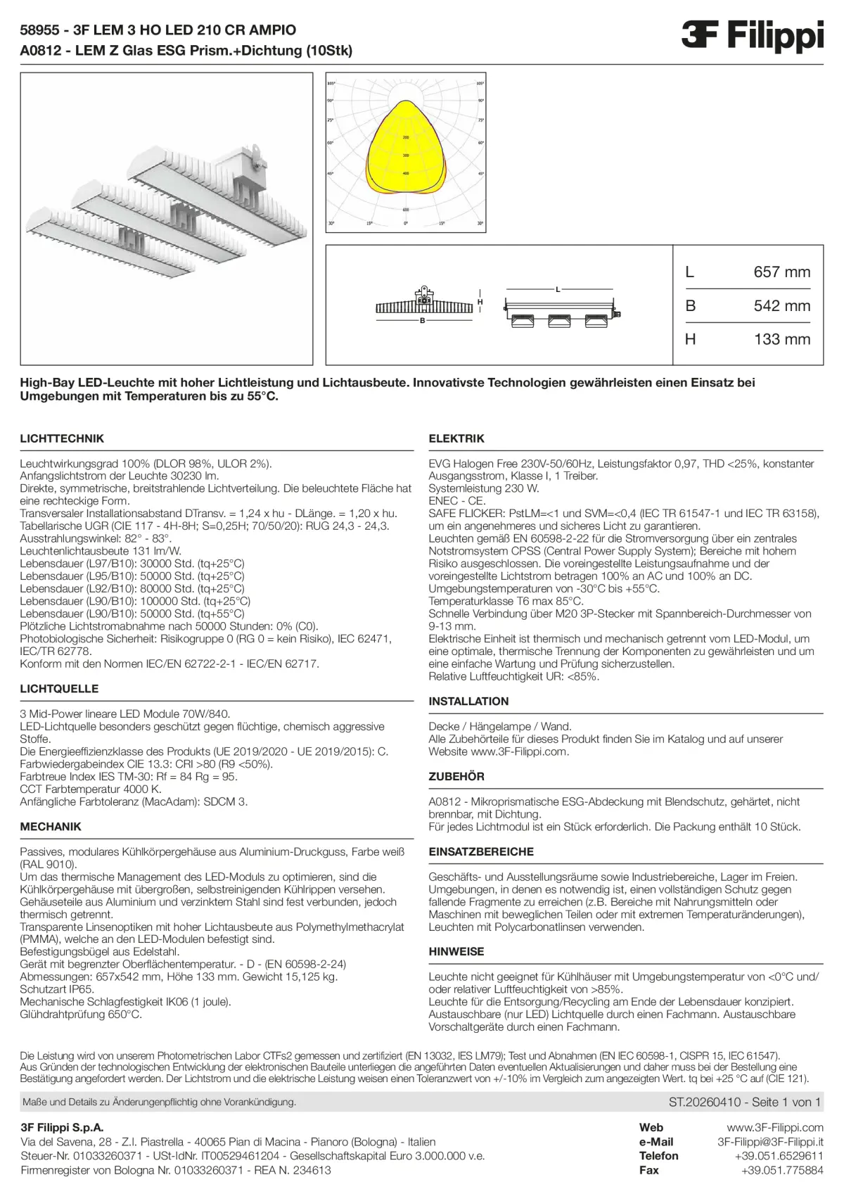 58955+A0812 - 3F LEM 3 HO LED 210 CR AMPIO + VS - Datasheet - de
