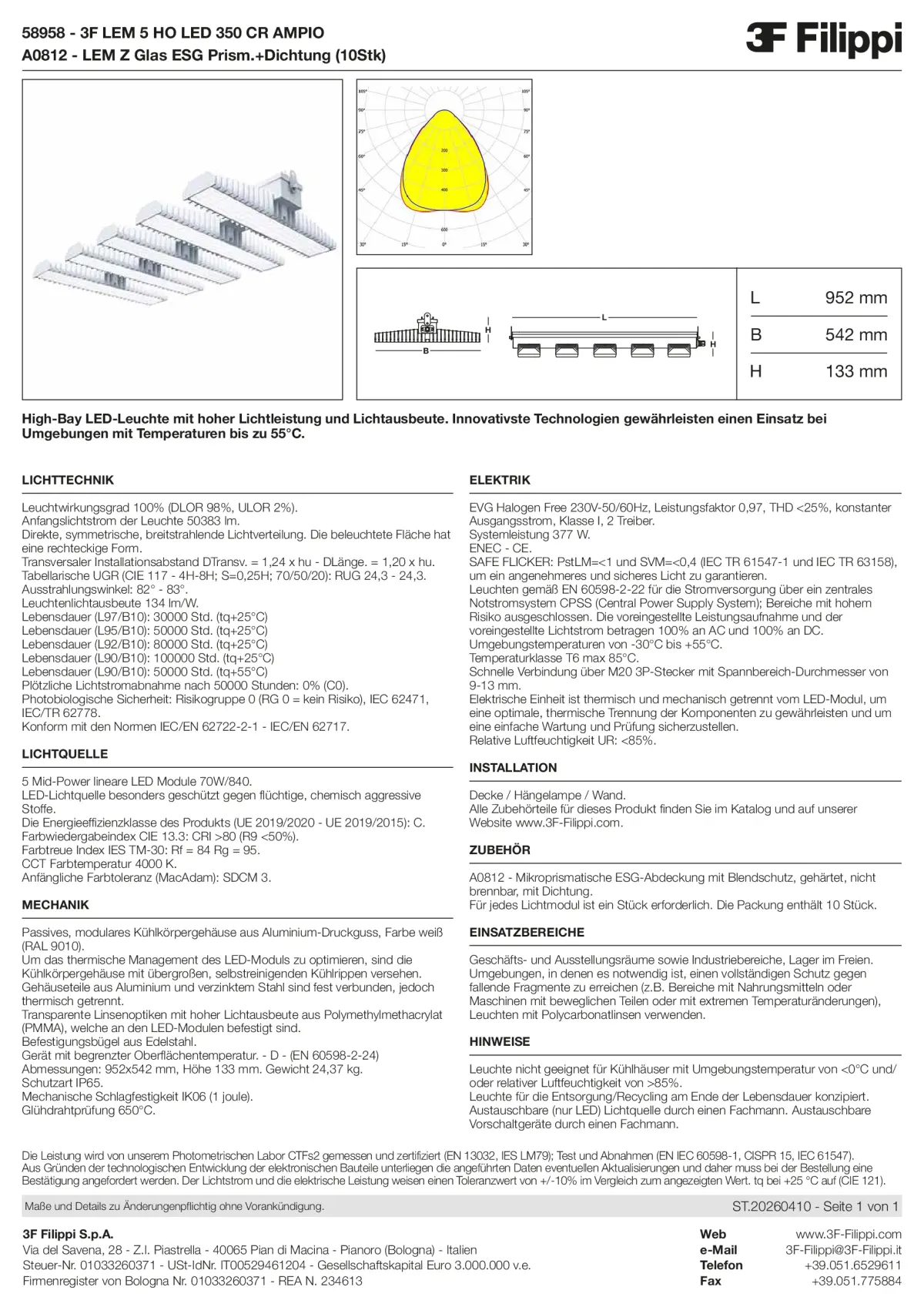 58958+A0812 - 3F LEM 5 HO LED 350 CR AMPIO + VS - Datasheet - de