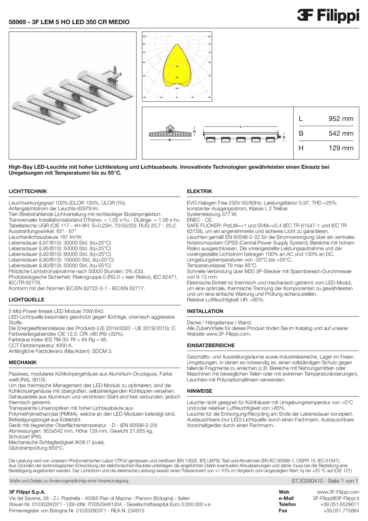 58969 - 3F LEM 5 HO LED 350 CR MEDIO - Datasheet - de