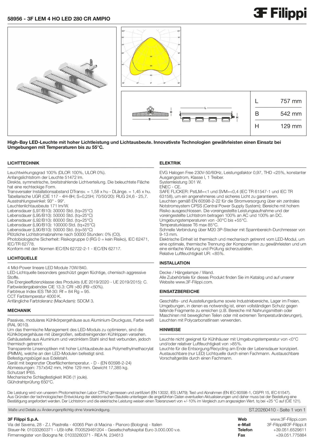 58956 - 3F LEM 4 HO LED 280 CR AMPIO - Datasheet - de