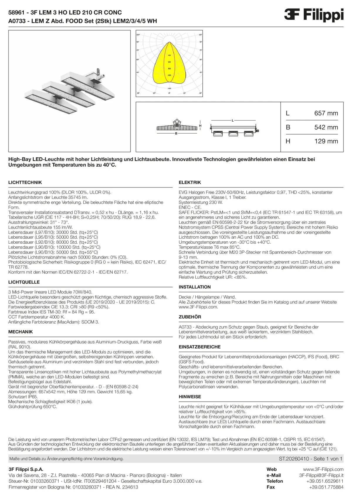 58961+A0733 - 3F LEM 3 HO LED 210 CR CONC + FOOD - Datasheet - de